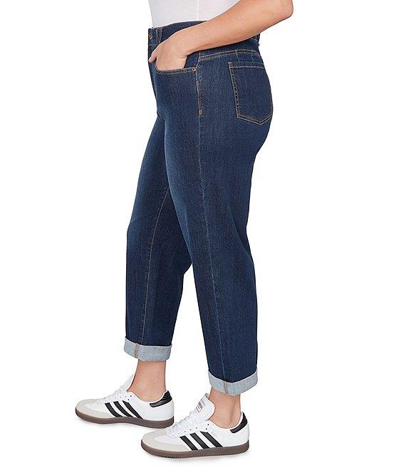 Ruby Rd. Plus Size Ultra-Soft Rolled Hem Girlfriend Jeans Product Image