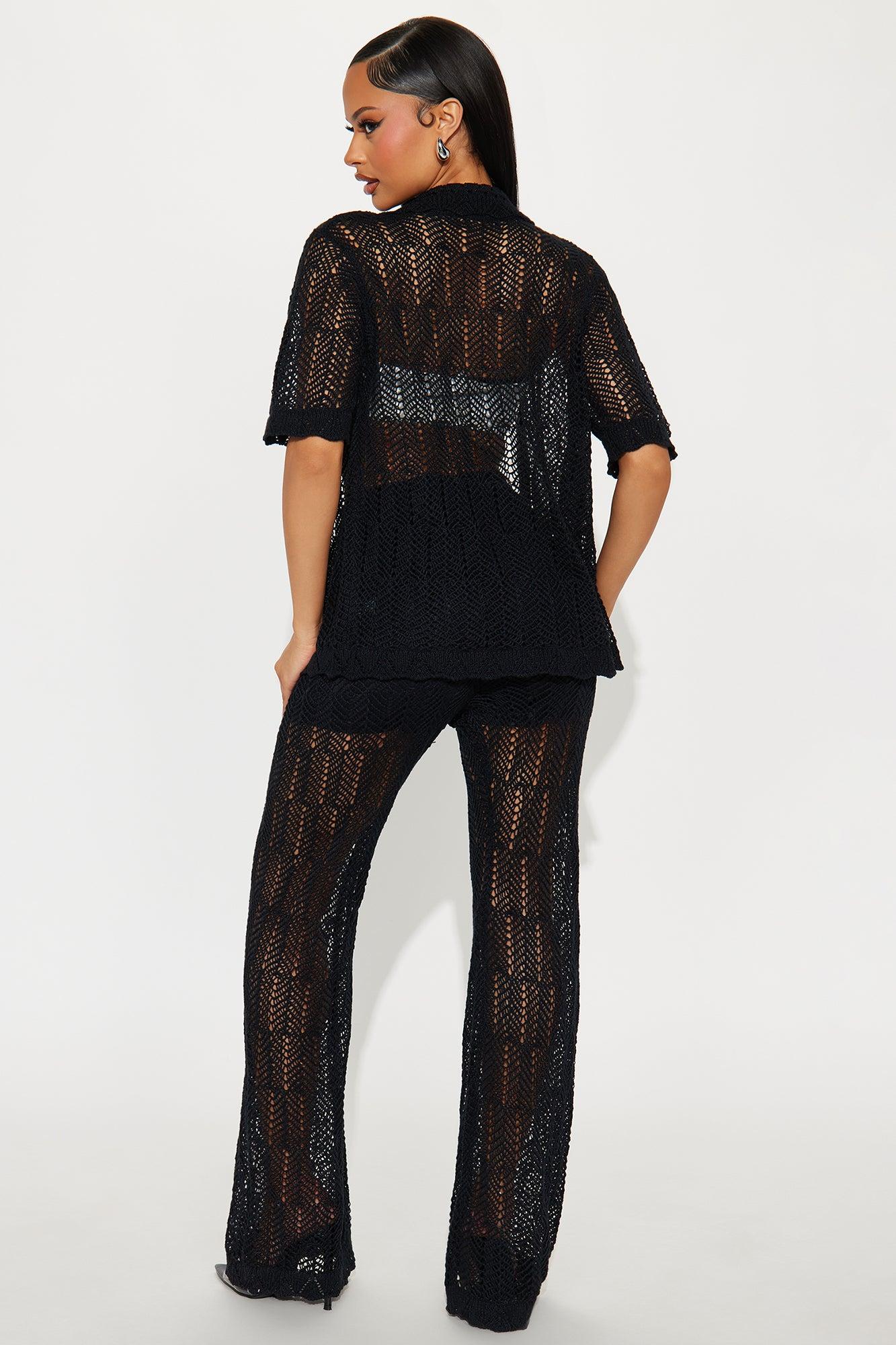 Coastal Living Crochet Pant Set - Black Product Image