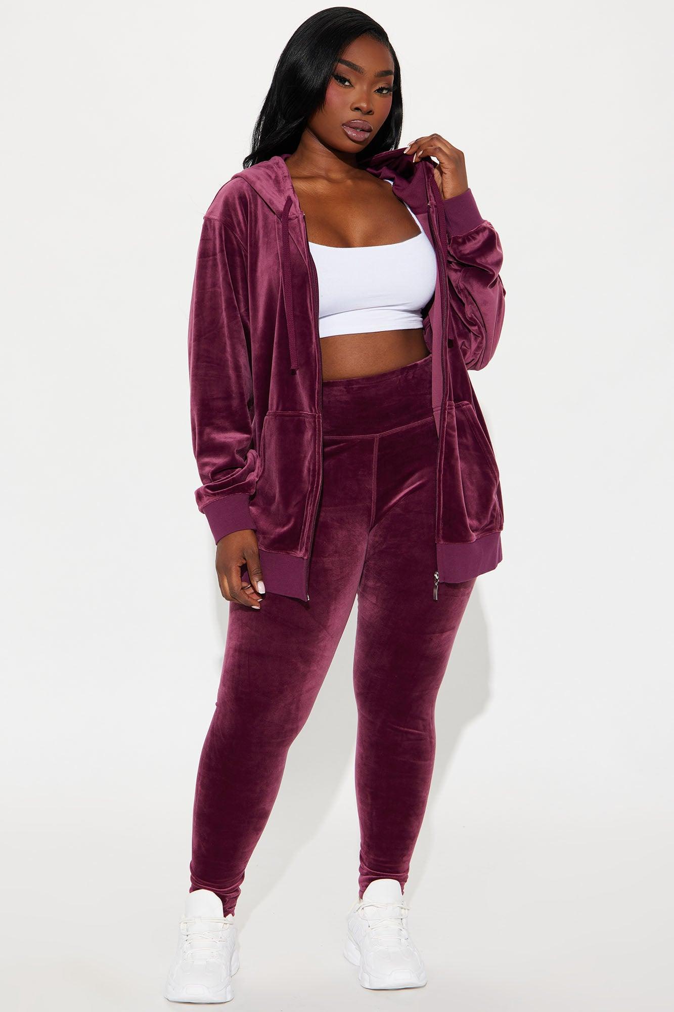 OG Friend Soft Velour Legging Set - Burgundy Product Image