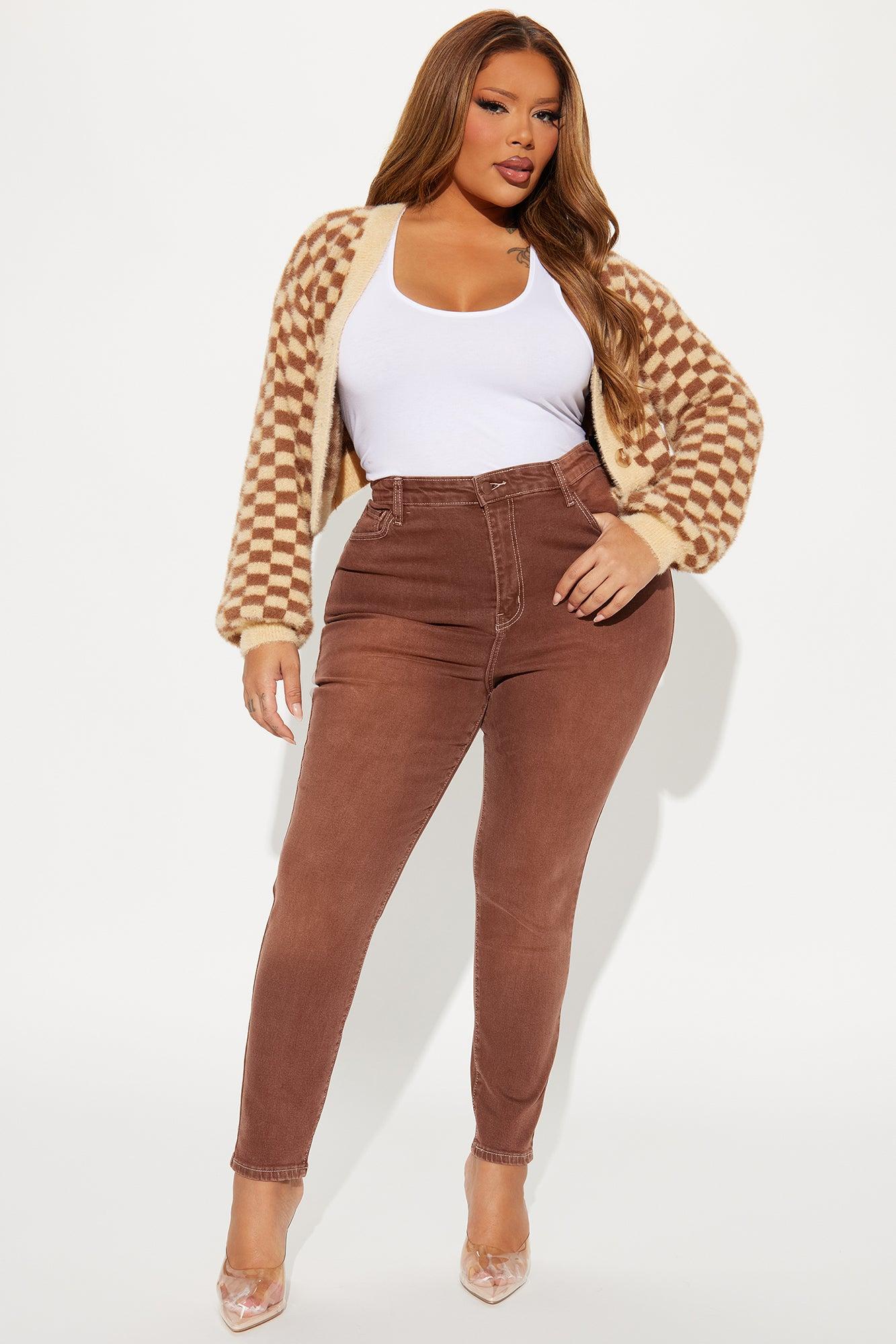 Give It A Shot Stretch Skinny Jeans - Brown Product Image