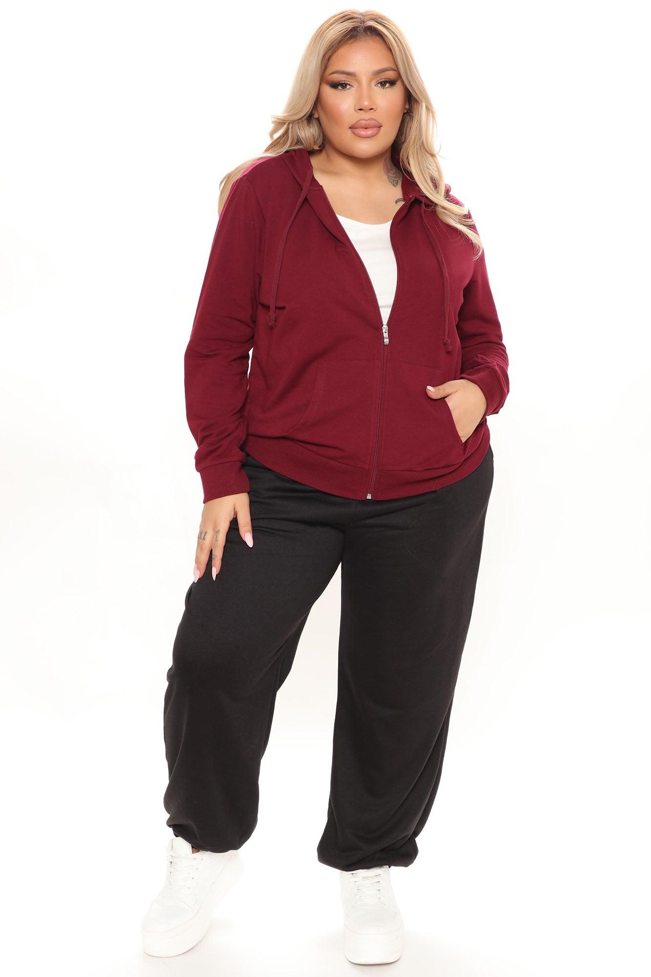 Latest And Greatest French Terry Zip Hoodie - Burgundy Product Image