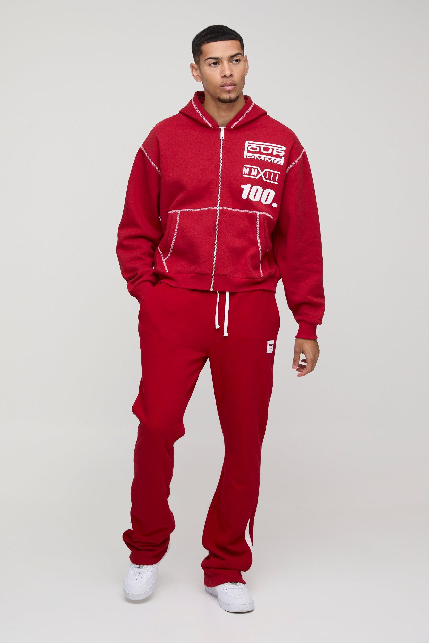 Oversized Boxy Moto Zip Through Hoodie | boohooMAN USA Product Image