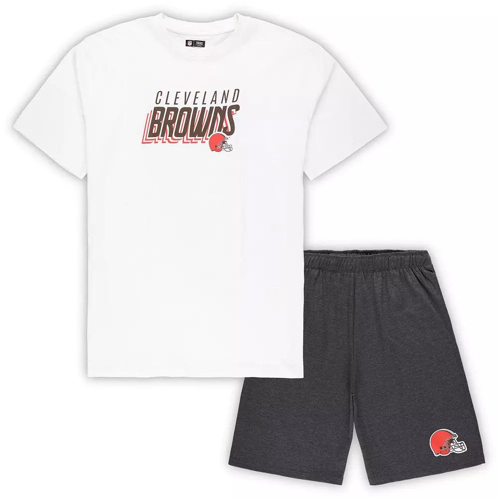Men's Concepts Sport White/Charcoal Cleveland Browns Big & Tall T-Shirt and Shorts Set,  Product Image