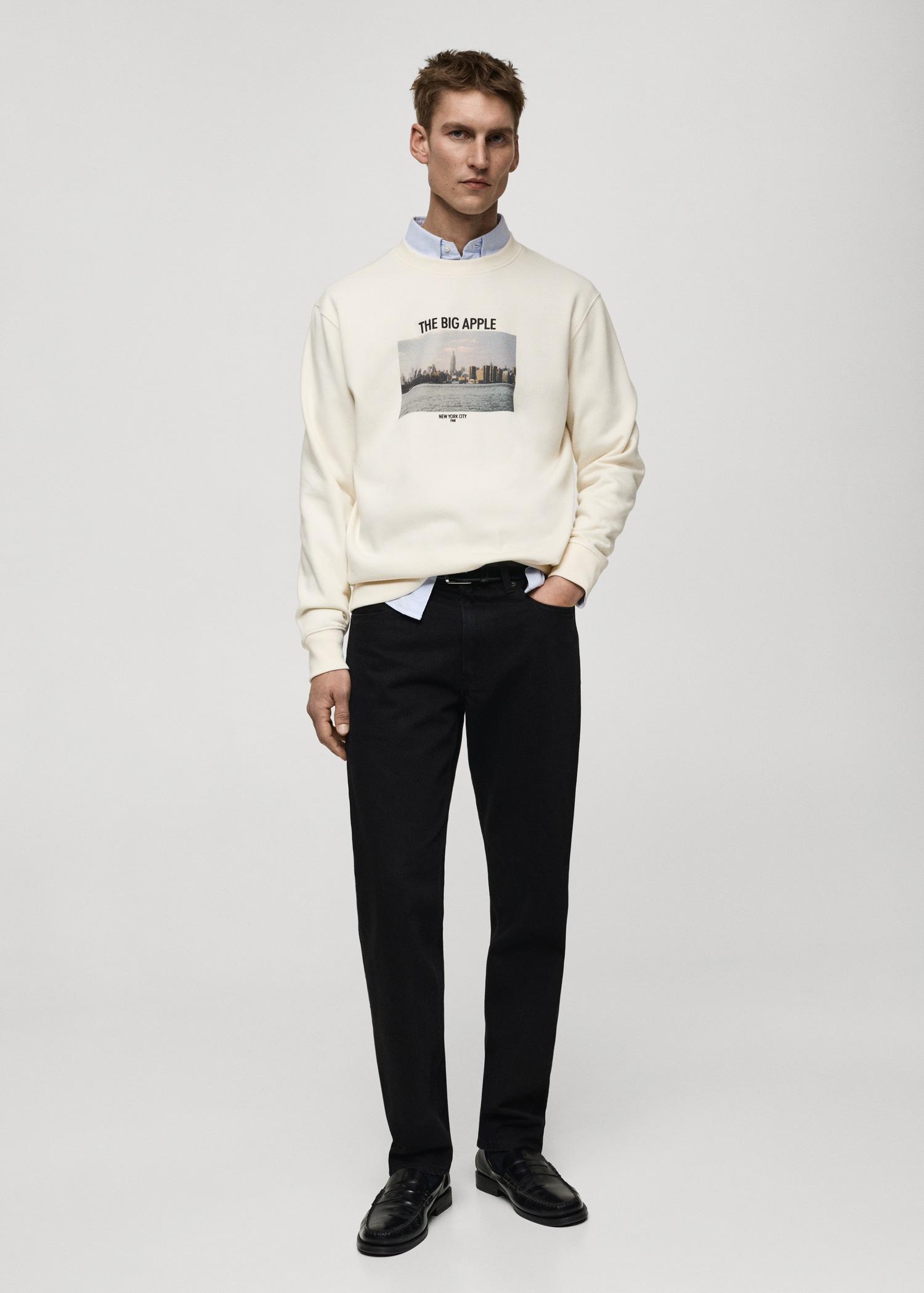 Graphic-print cotton sweatshirt - Men | MANGO USA Product Image
