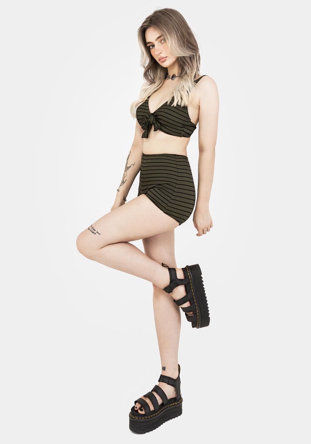 Mire Stripe High Waist Swim Shorts Product Image