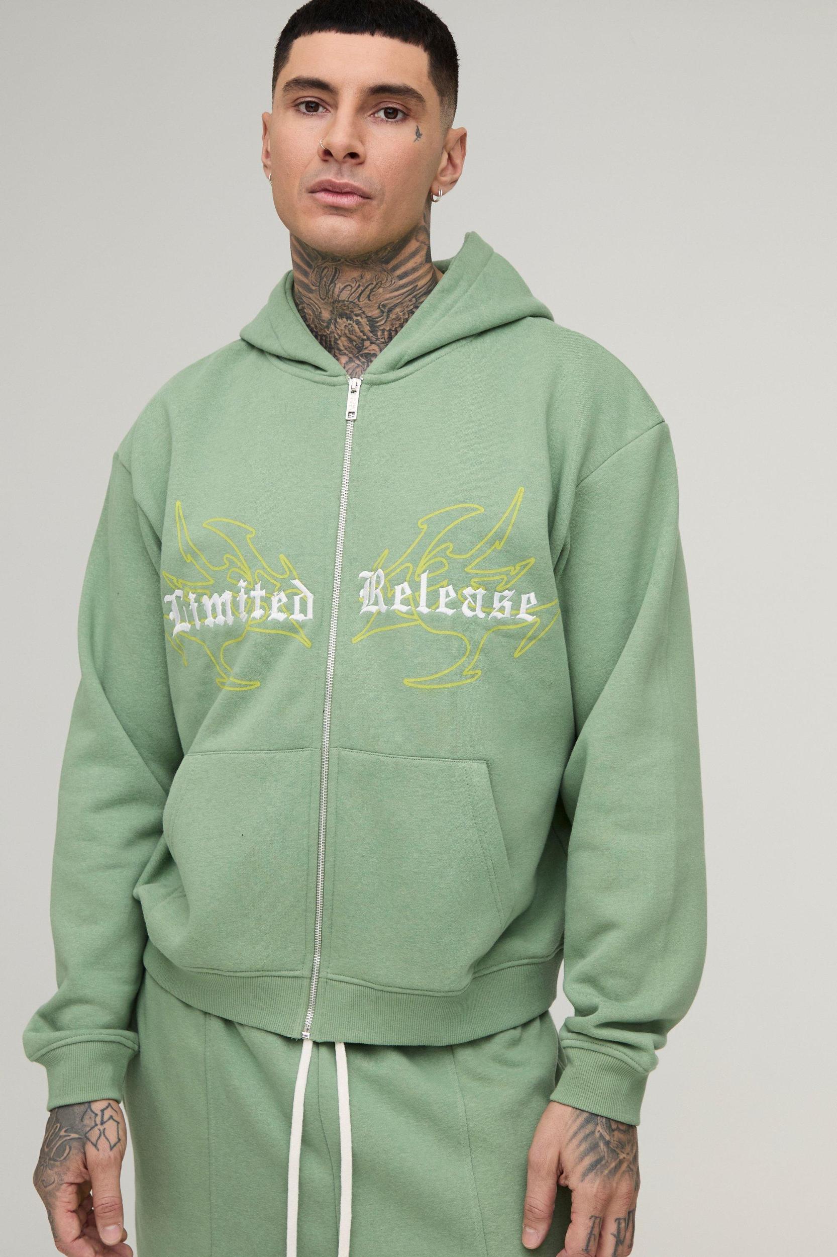 Tall Oversized Boxy Seam Detail Limited Hooded Wide Fit Tracksuit | boohooMAN USA Product Image