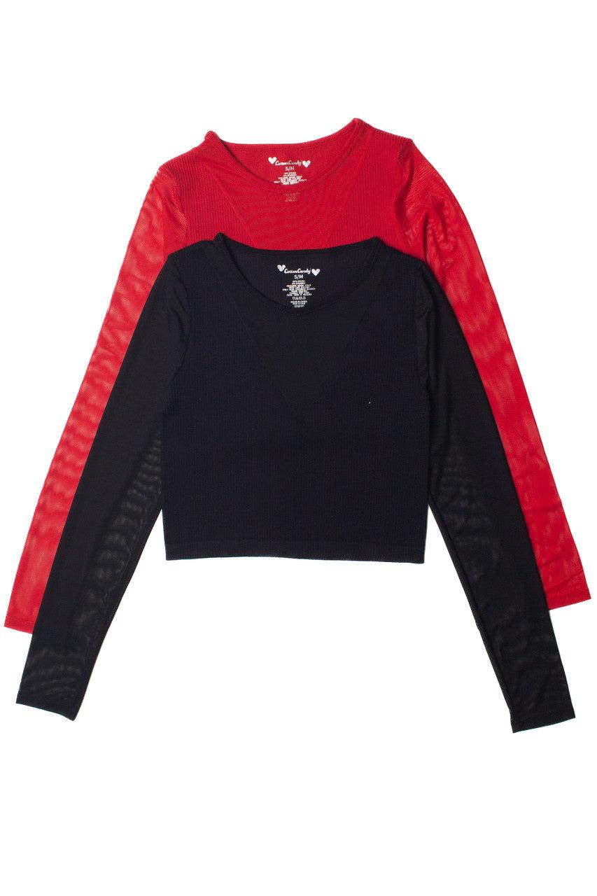 Illusion Mesh V Neck Seamless Top Product Image