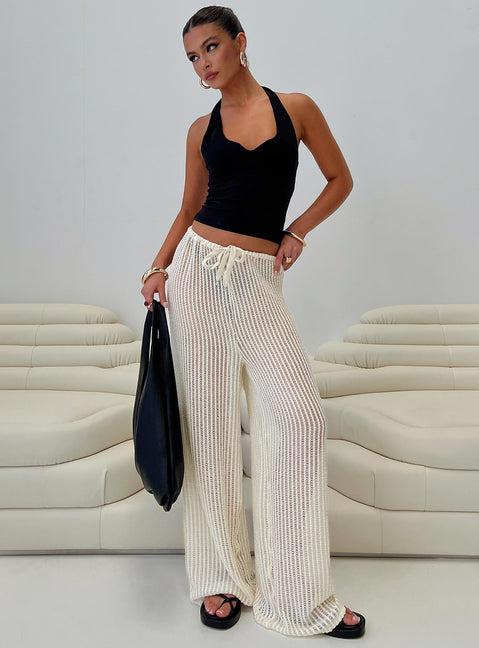 Darcie Knit Pants Beige Product Image