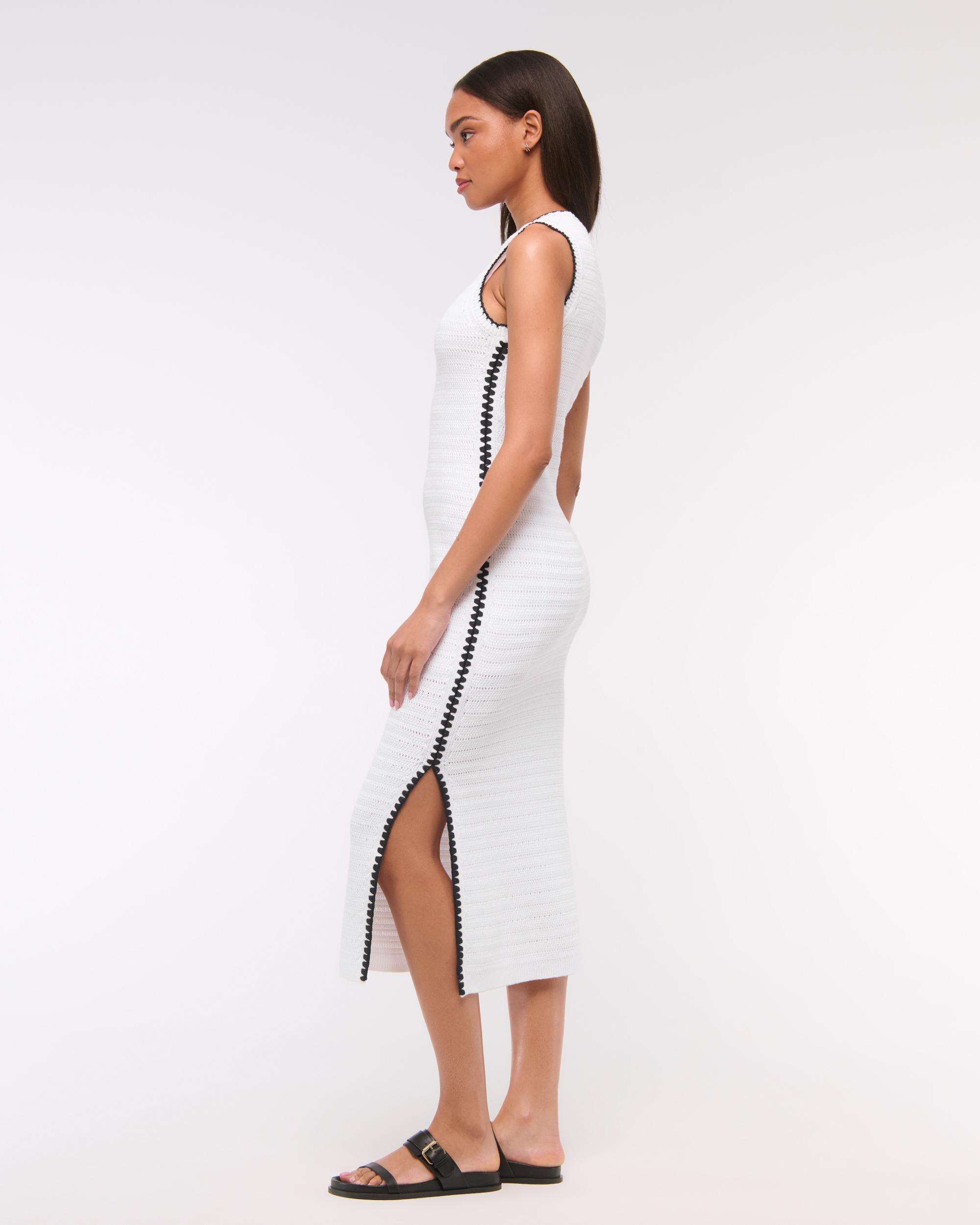 Crochet-Style Crew Midi Dress Product Image