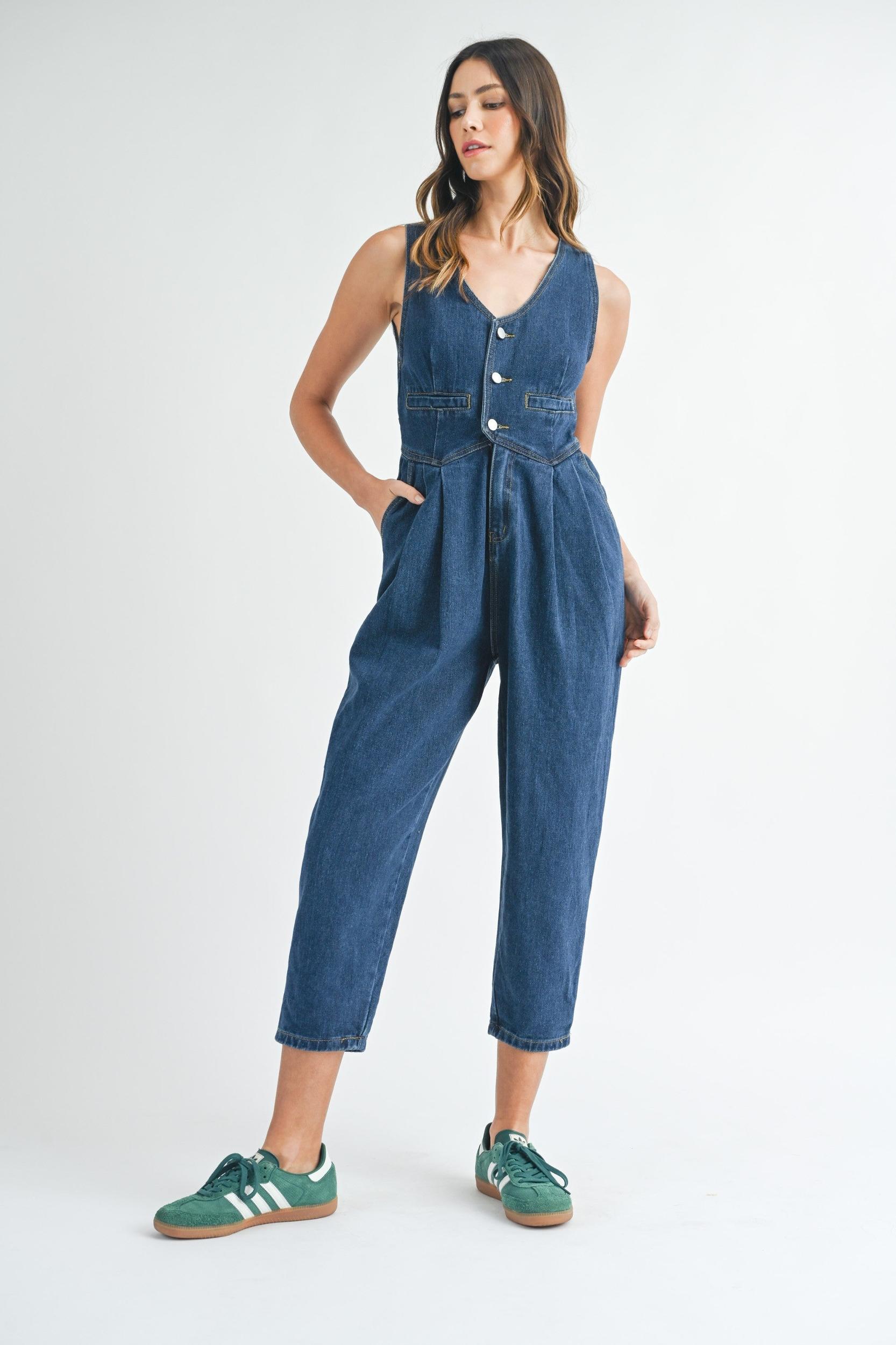Denim Vest Jumpsuit Product Image