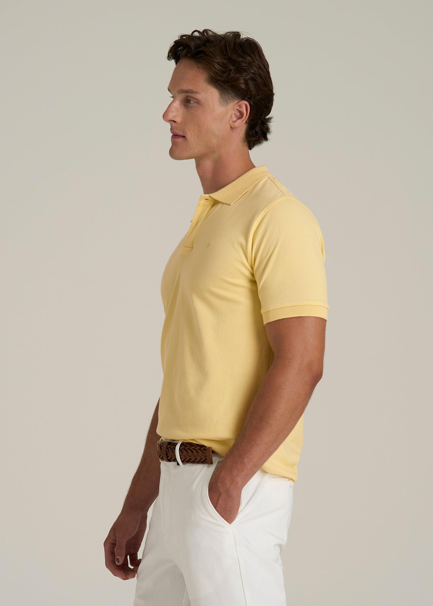 Classic Polo with Embroidered Logo for Tall Men in Lemon Drop Male Product Image