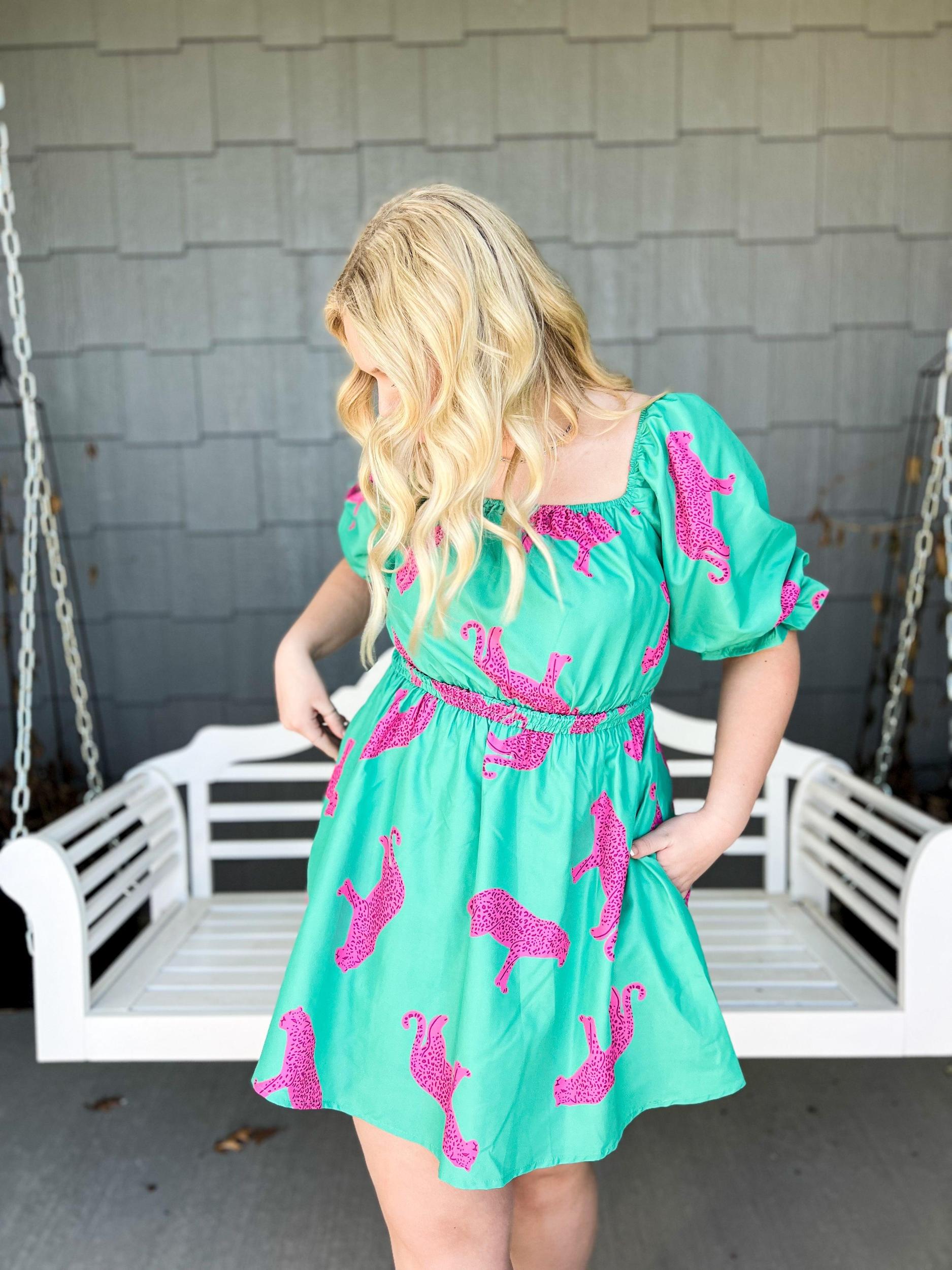 Pink Cheetah Mini Dress Product Image