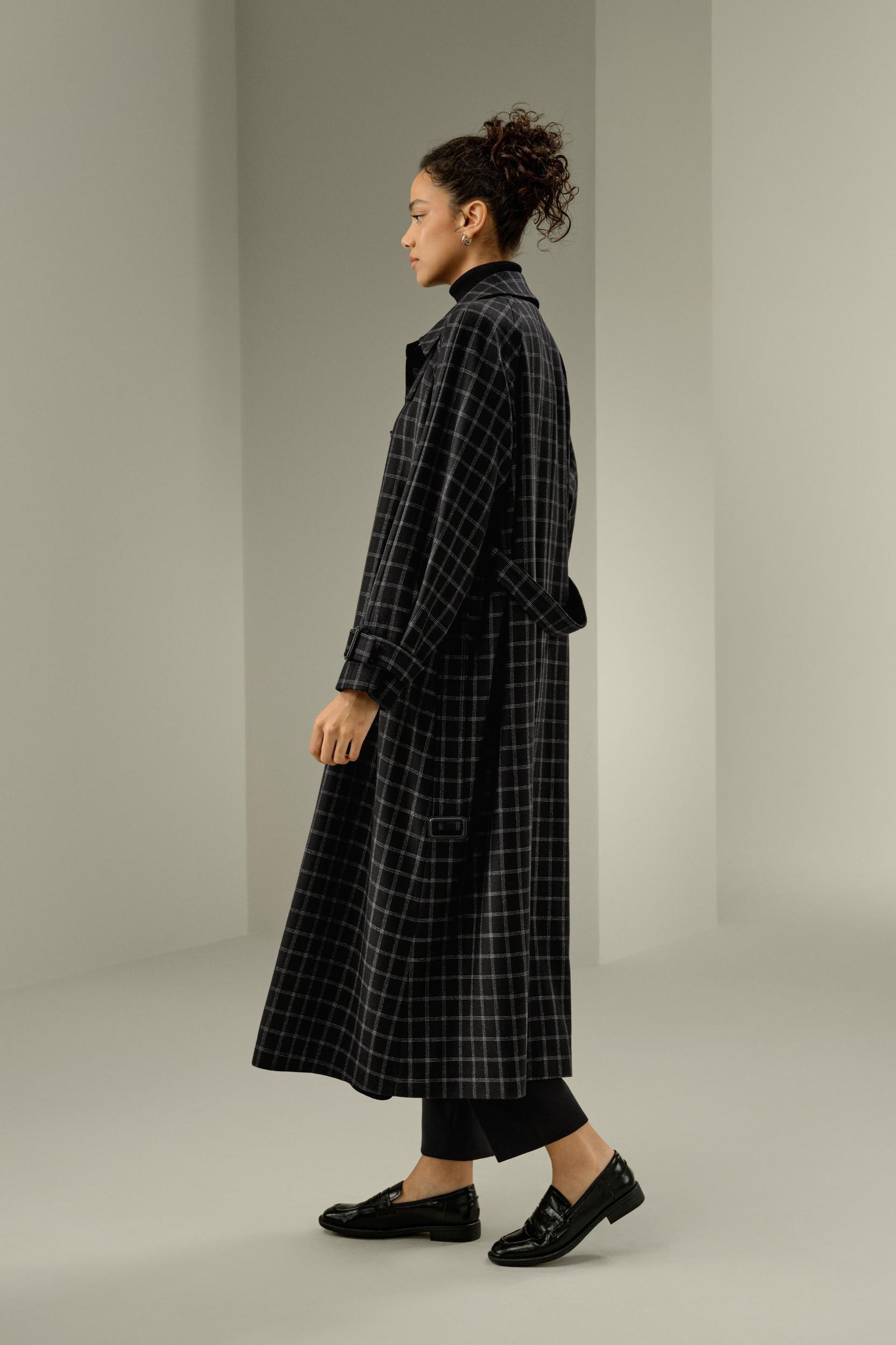 Classic Silk-Wool Windowpane Coat Product Image