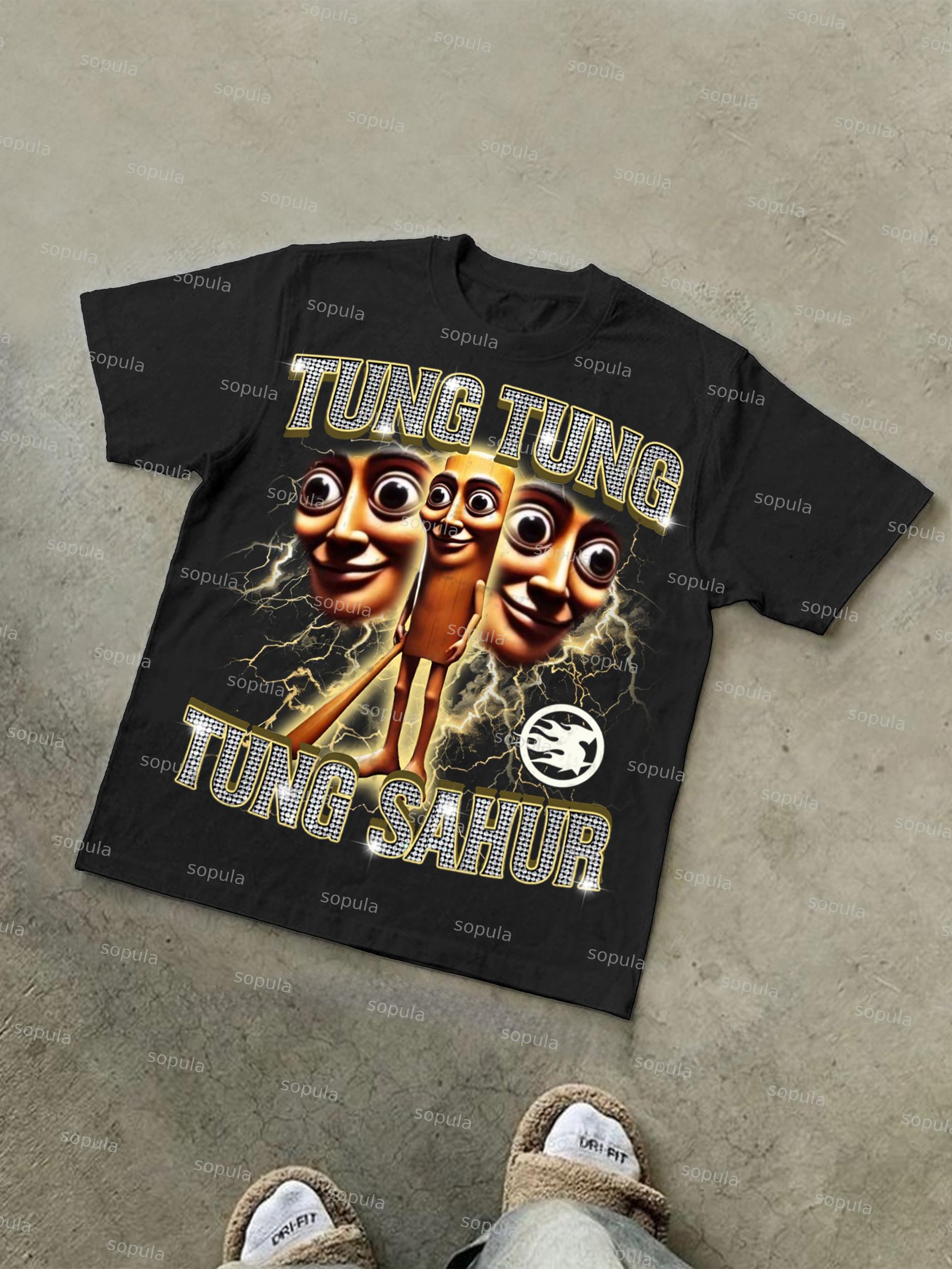 Tung Tung Tung Sahur Vintage Graphic Cotton T-shirt Product Image