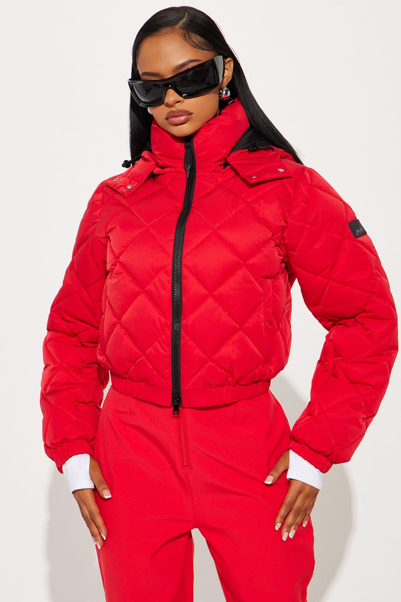 Snow Days Quilted Puffer Jacket - Red Product Image