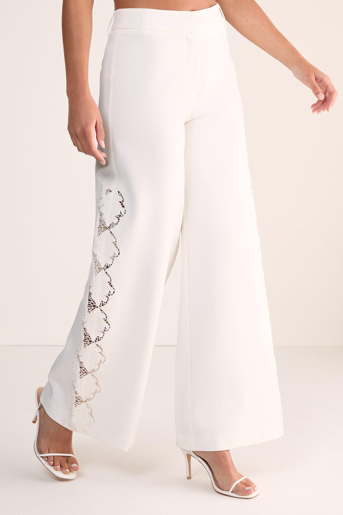 Cutwork Side Tailored Wide Leg Pants Product Image