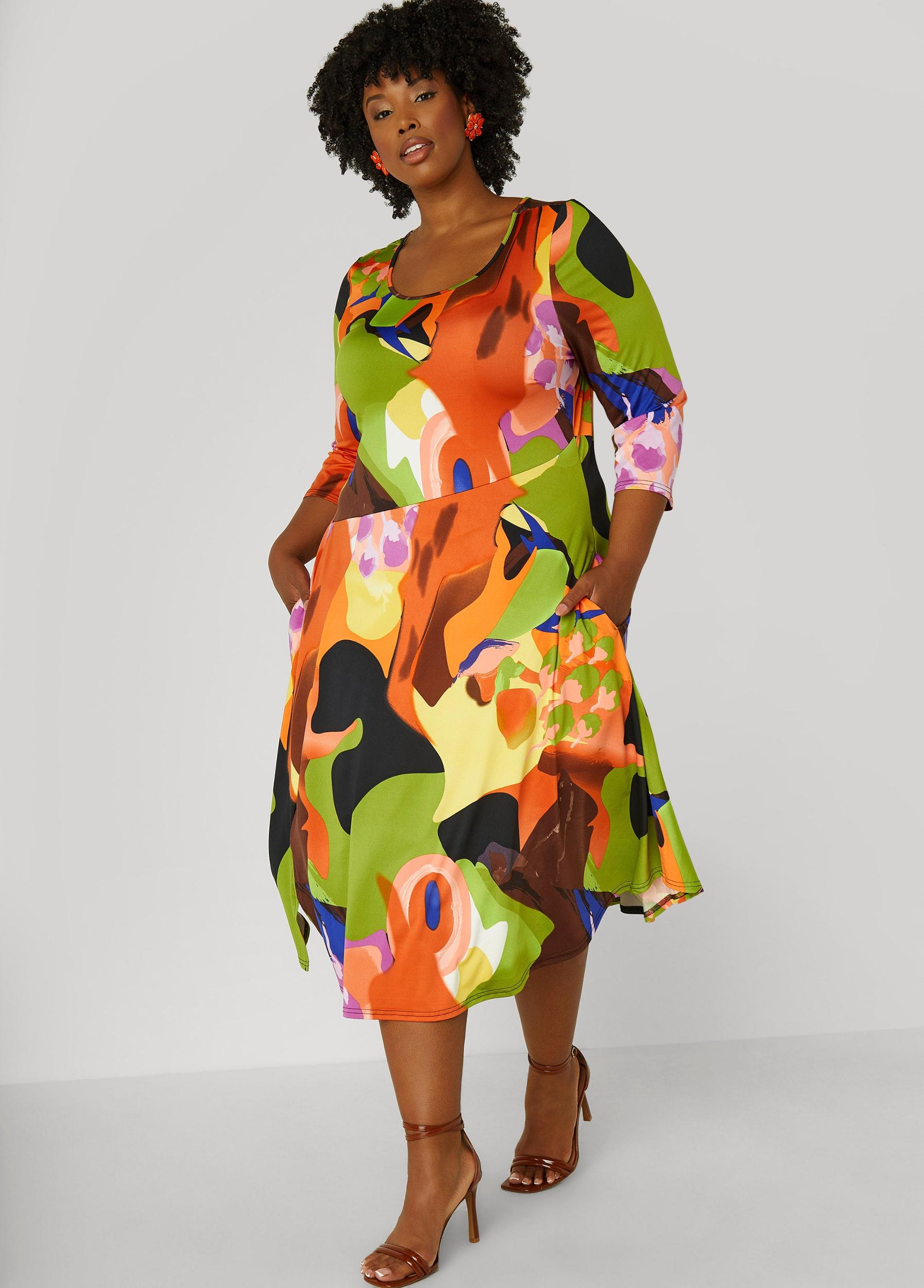 Watercolor A Line Midi Dress Product Image