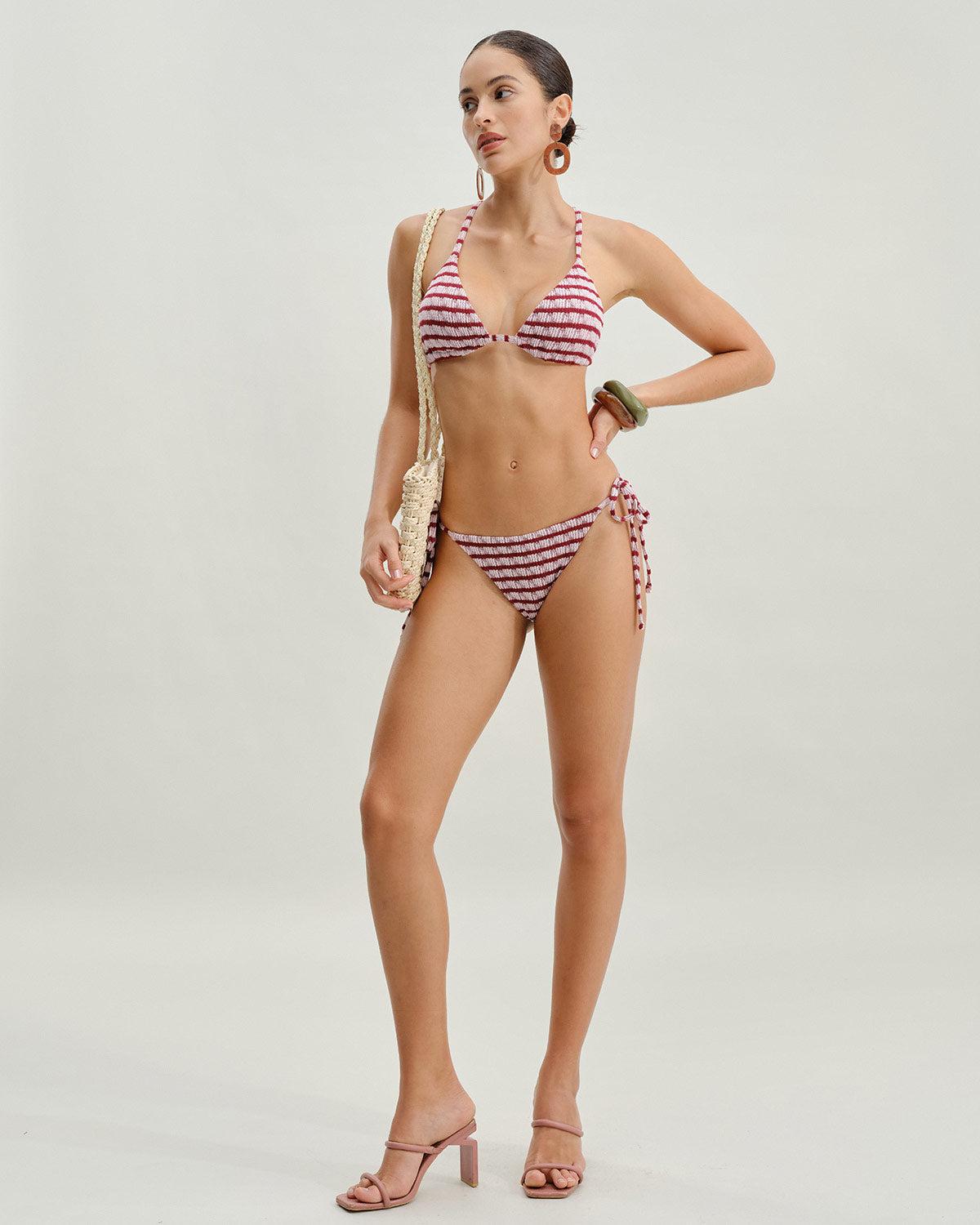 Red Striped Triangle Bikini Set Product Image