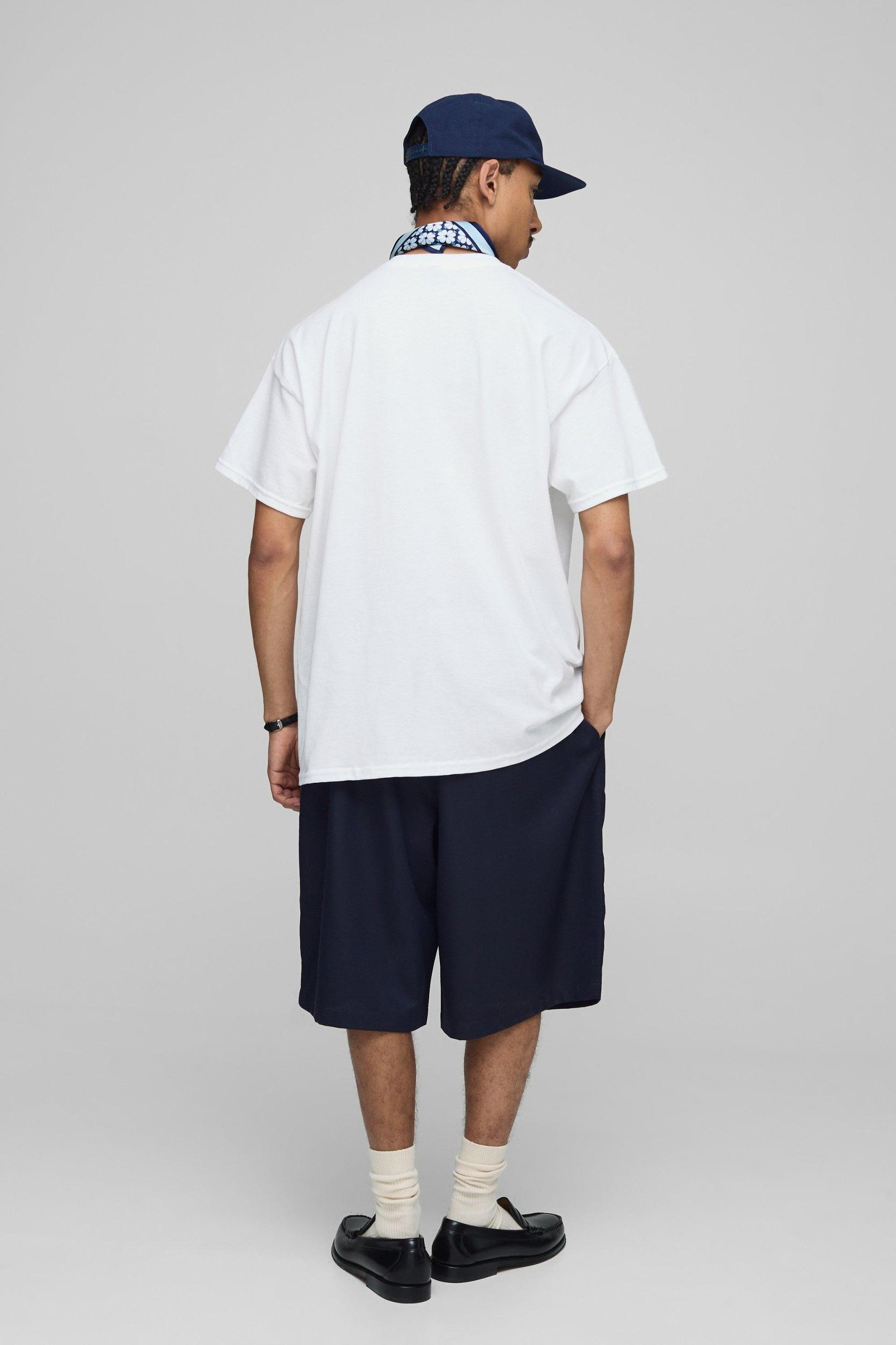 White Oversized Saint Tropez Crest Printed T-Shirt | boohooMAN USA Product Image