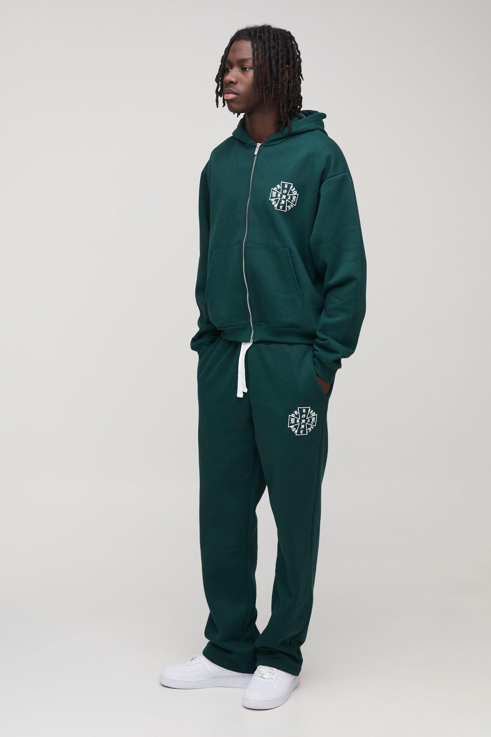 Oversized Boxy Homme Cross Zip Hooded Tracksuit | boohooMAN USA Product Image