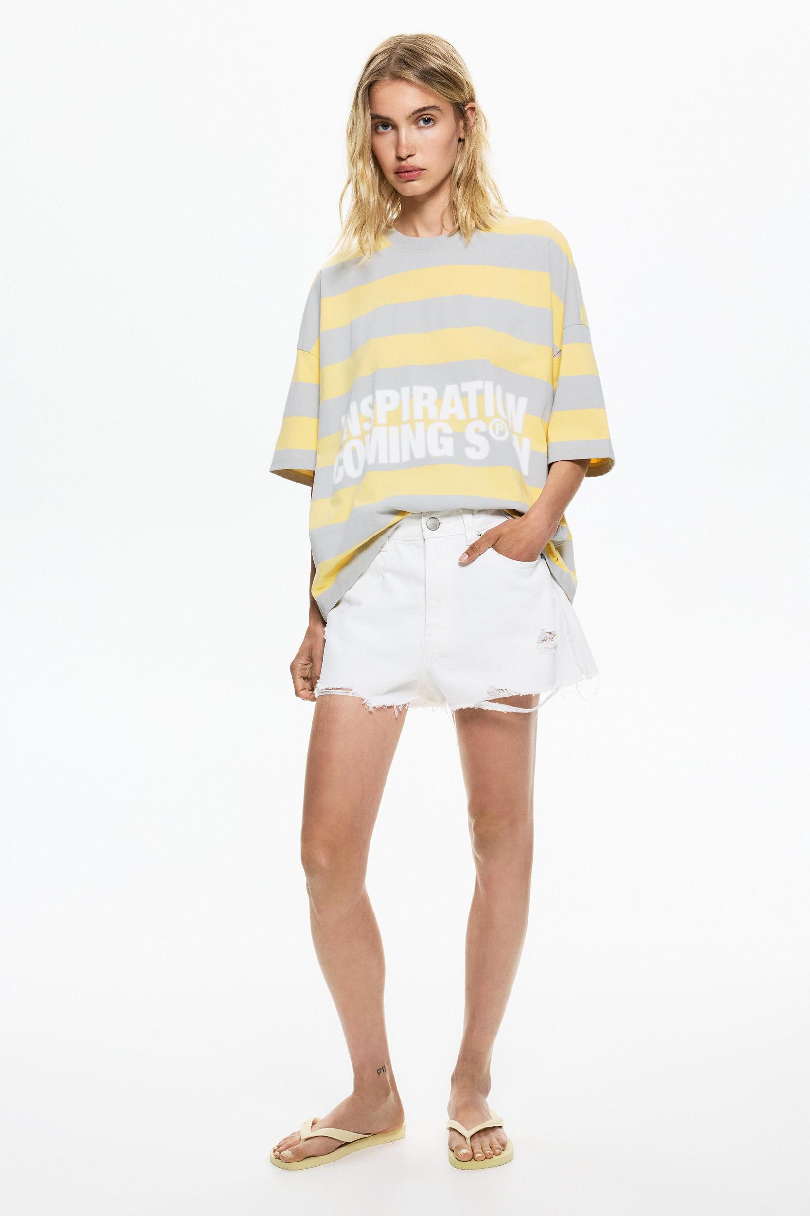 Yellow striped T-shirt Product Image