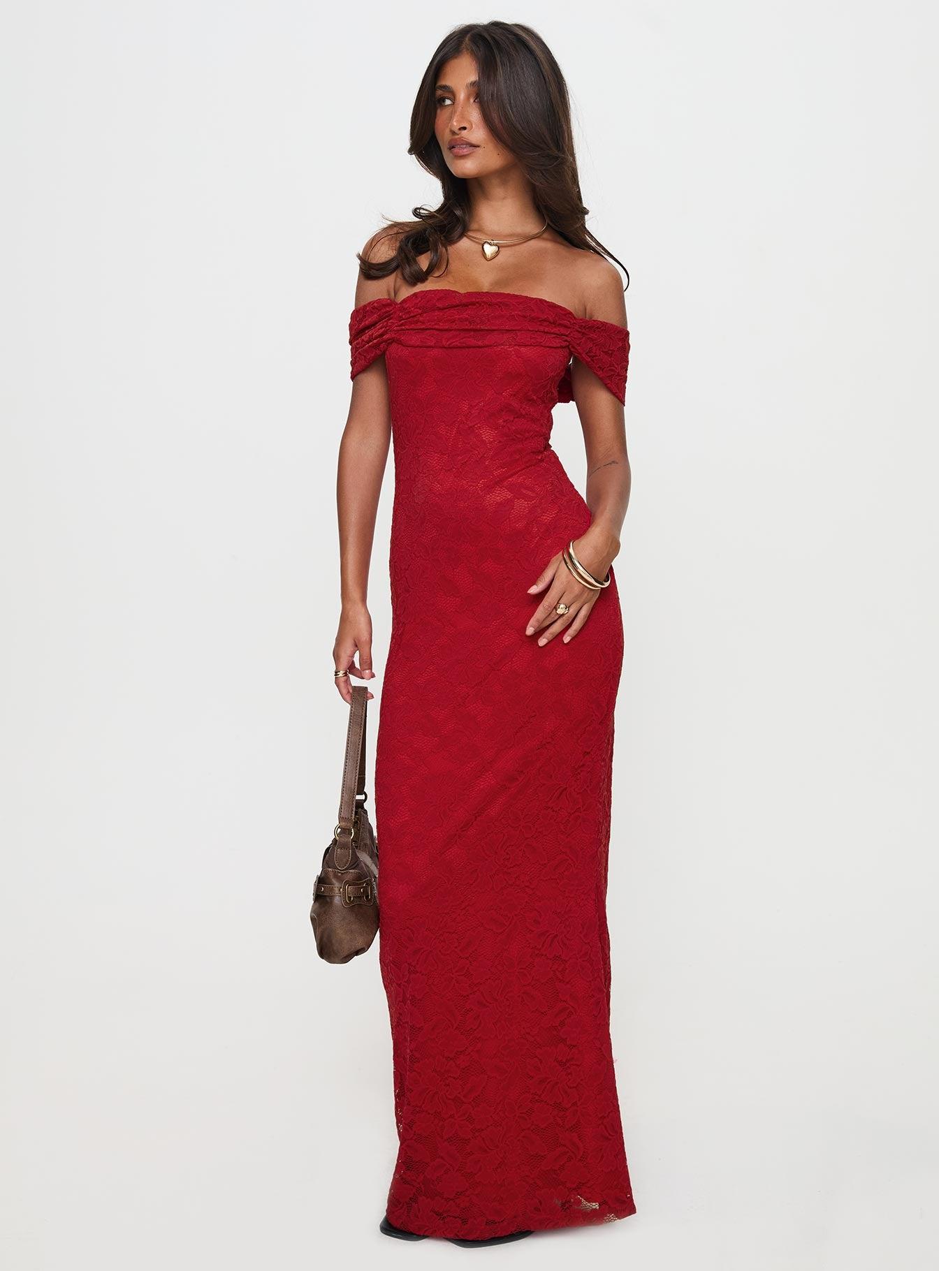 Allured Strapless Maxi Dress Burgundy Product Image