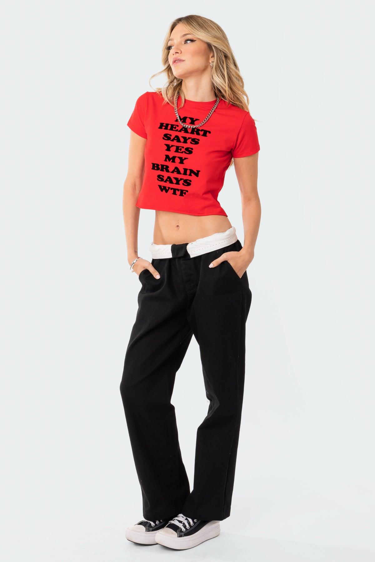 Folded Wide Leg Chino Pants Product Image