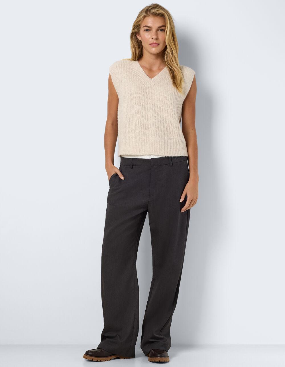 NOISY MAY Junie Womens Sweater Vest - OATMEAL Product Image