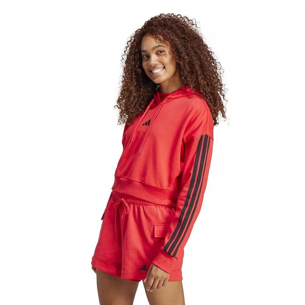 Women's adidas Essentials 3-Stripes French Terry Sportswear Hoodie, Size: XL, Pure Red Product Image