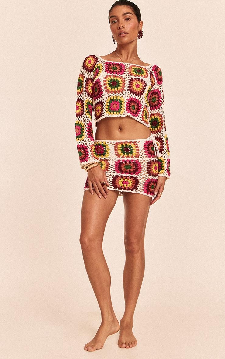 Petite Multi Crochet Knit Mini Skirt Product Image