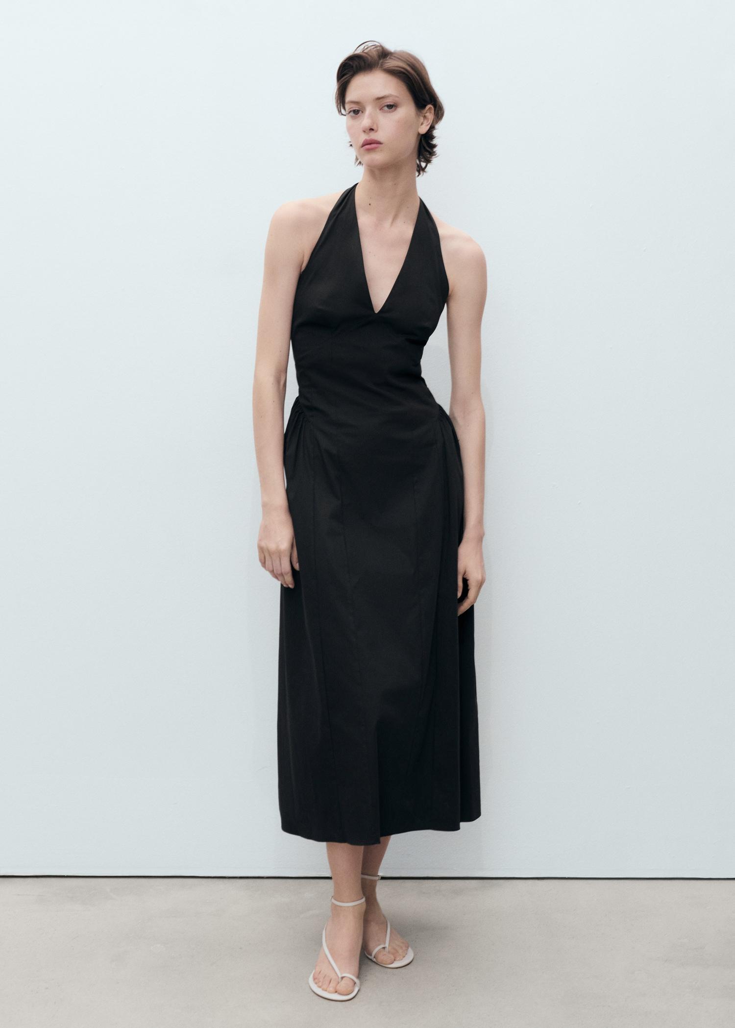 Halter neck cotton midi-dress - Women | MANGO USA Product Image