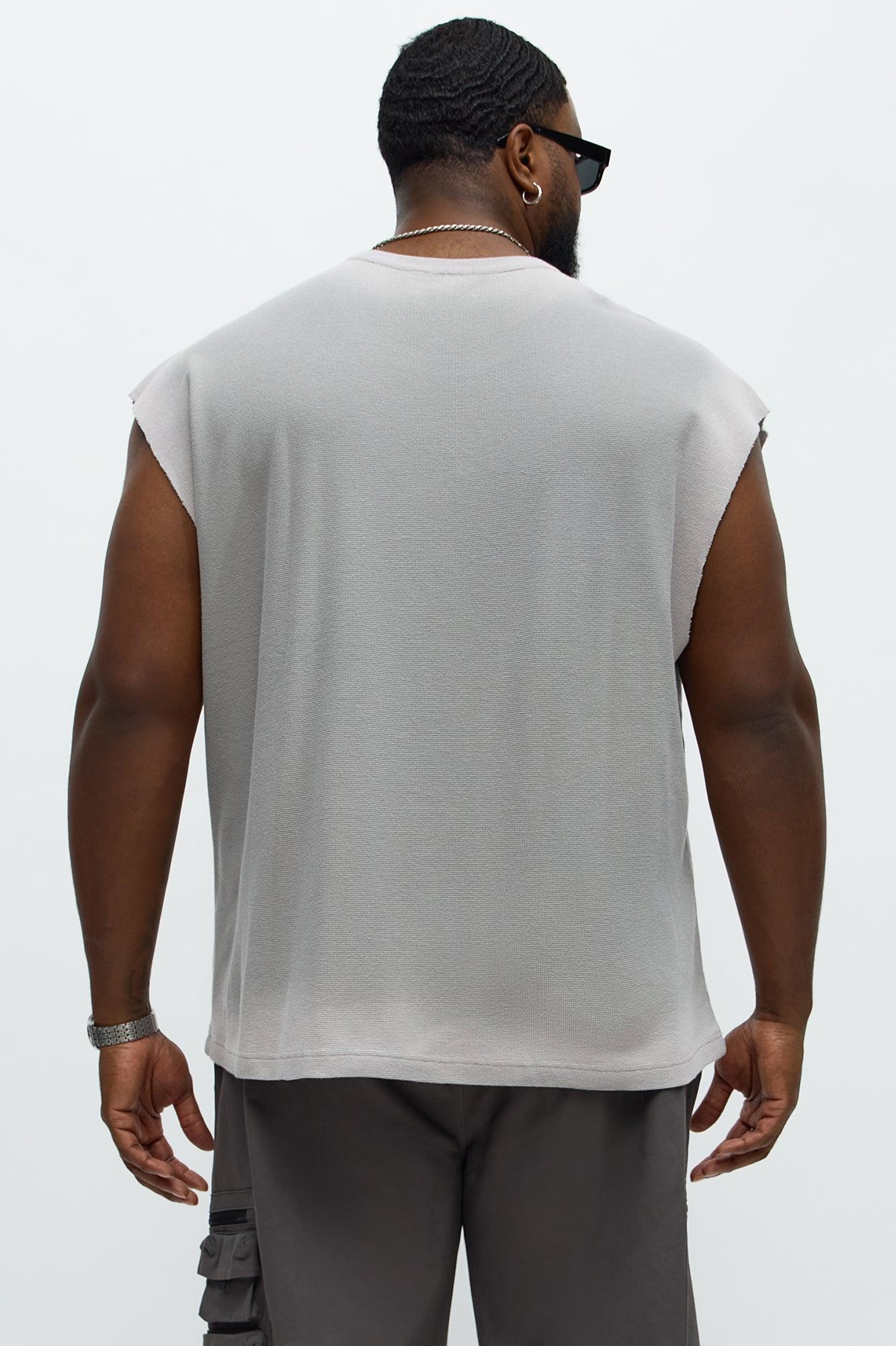 Relaxed Washed Quote Muscle Tank - Dark Grey Male Product Image