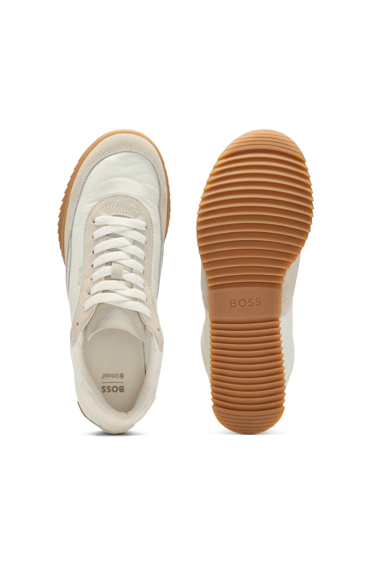 BOSS - Low-top trainers in fabric and suede - White Product Image