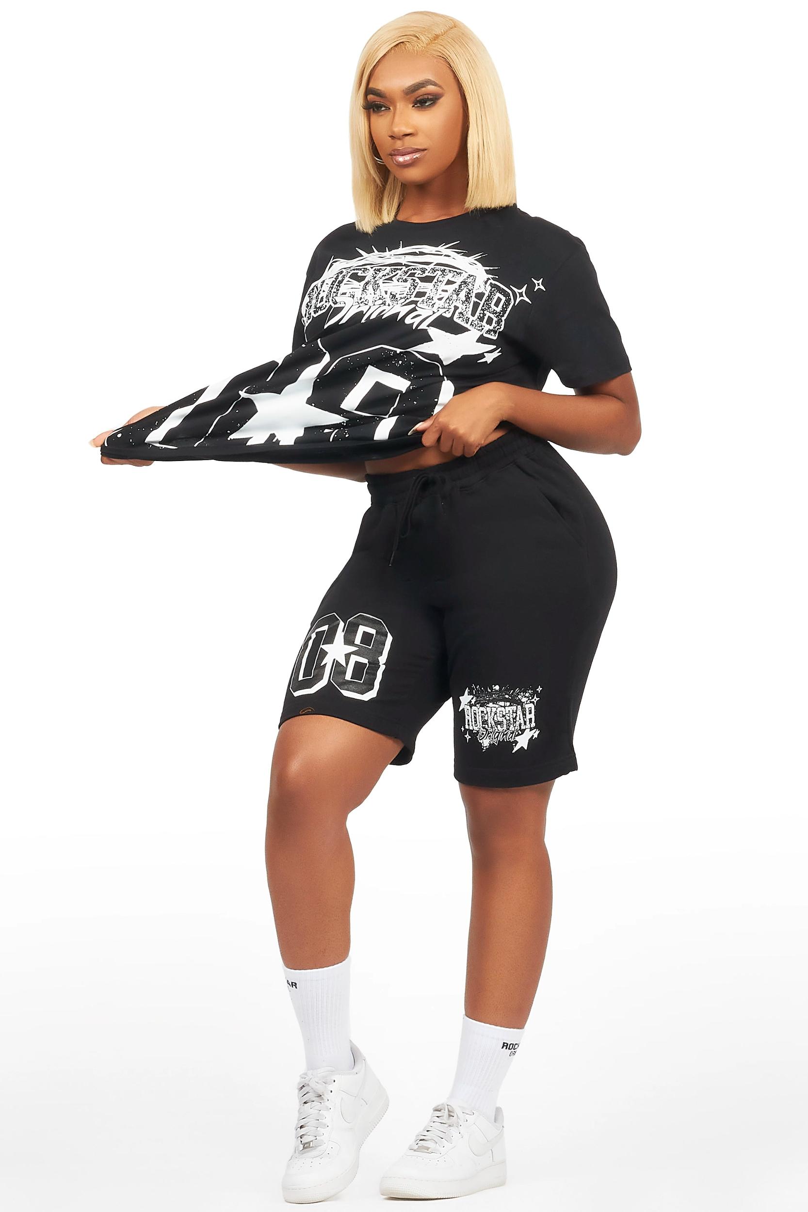 Keah Black T-Shirt Short Set Female Product Image