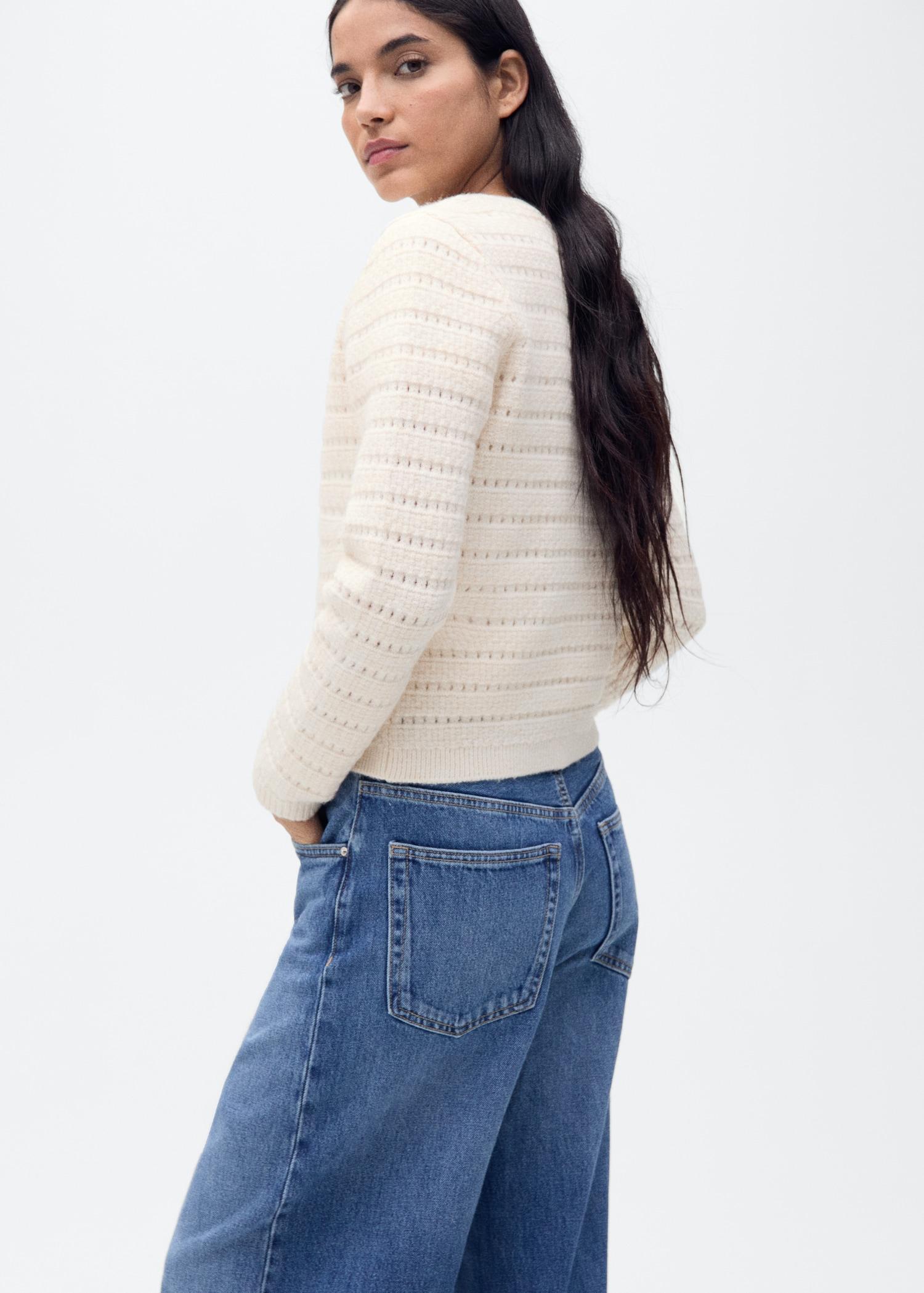 Knitted jacket with openwork details - Women | MANGO USA Product Image