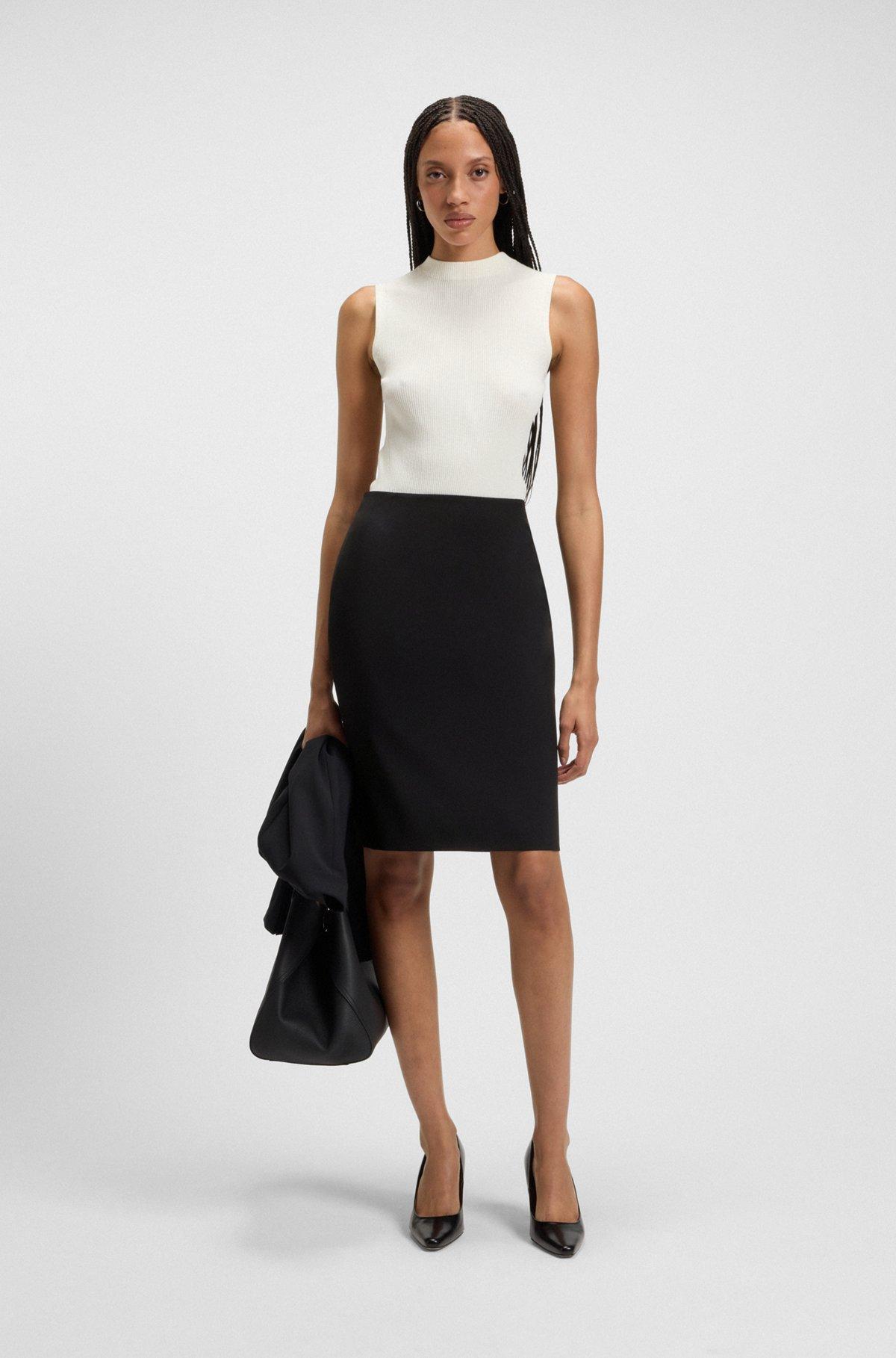 BOSS - Slim-fit pencil skirt in virgin wool - Black Product Image