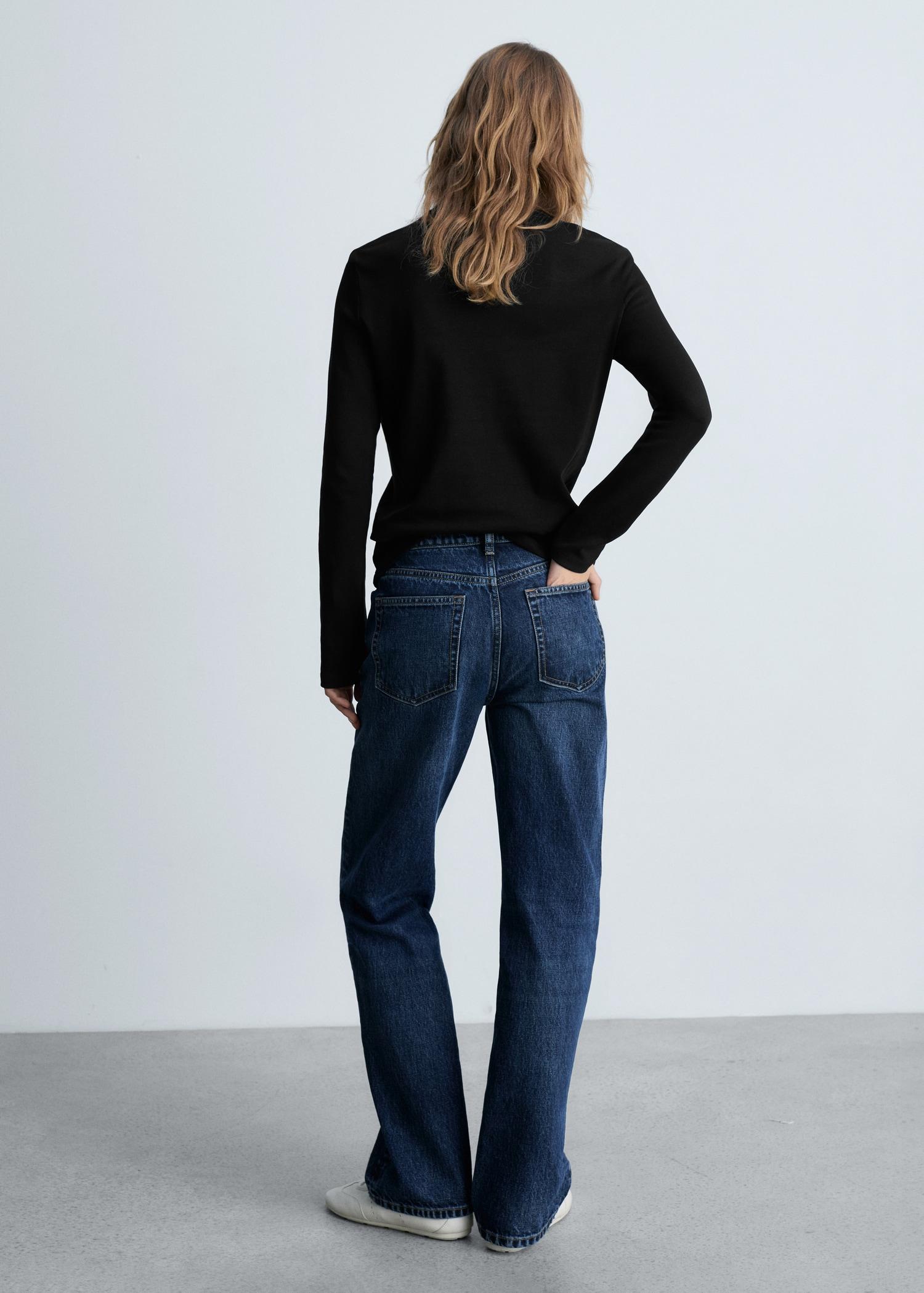 Long sleeve cotton t-shirt - Women | MANGO USA Product Image