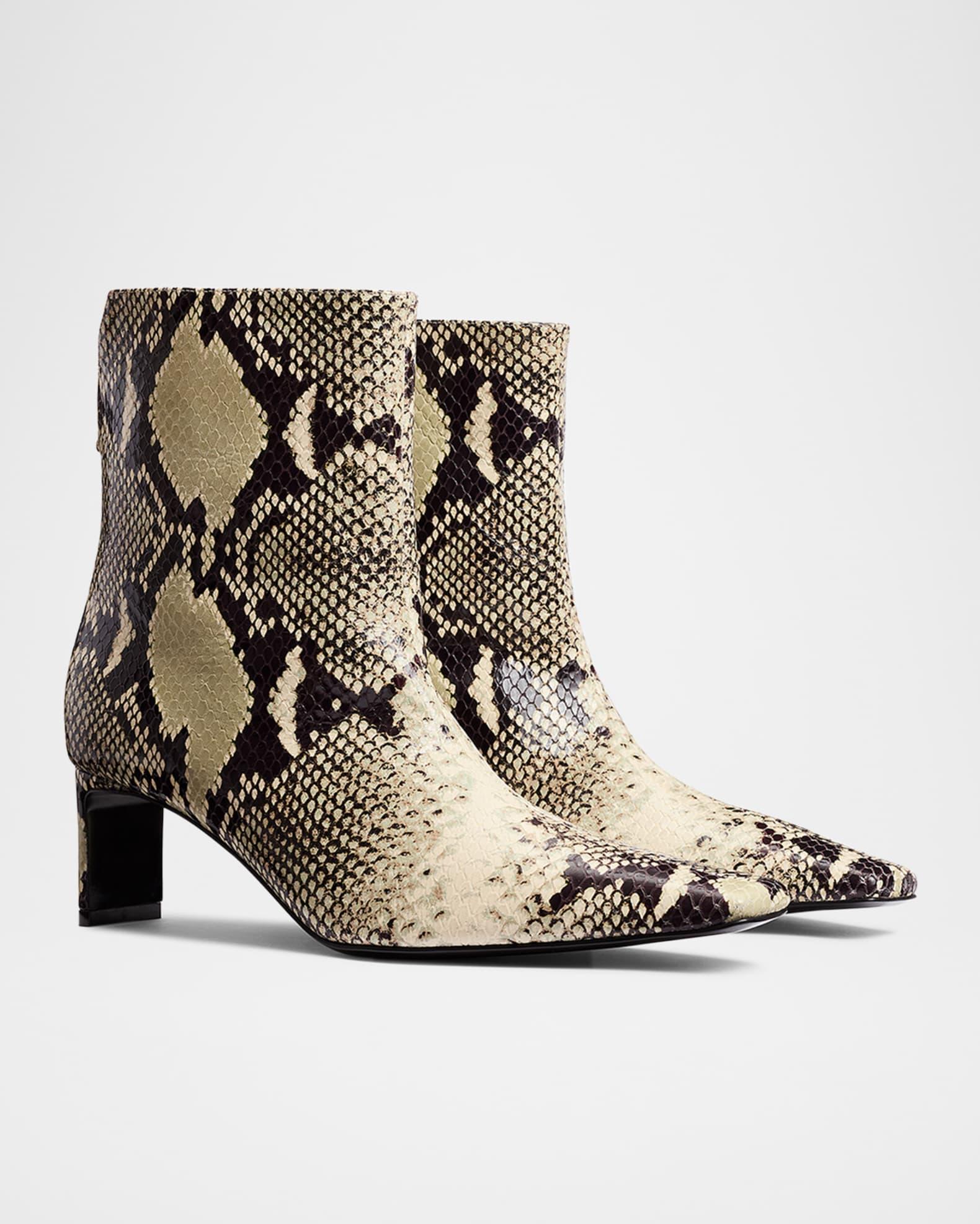 Ona Python-Embossed Stiletto Ankle Boots Product Image