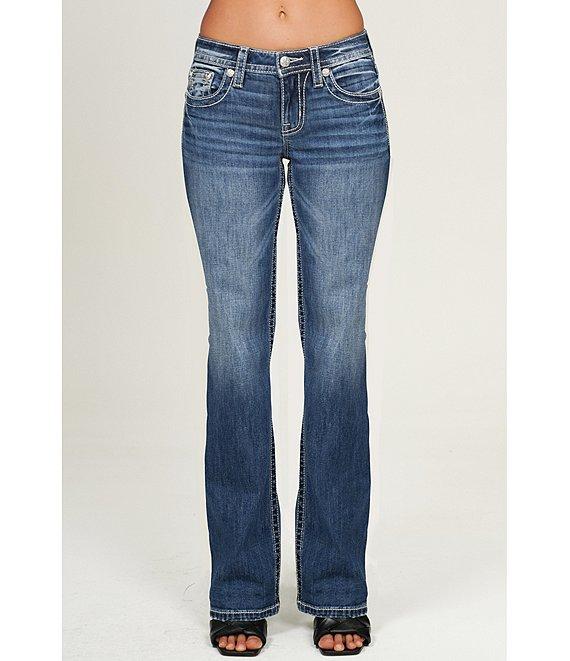 Miss Me Mid Rise Bootcut Butterfly Pocket Jeans Product Image