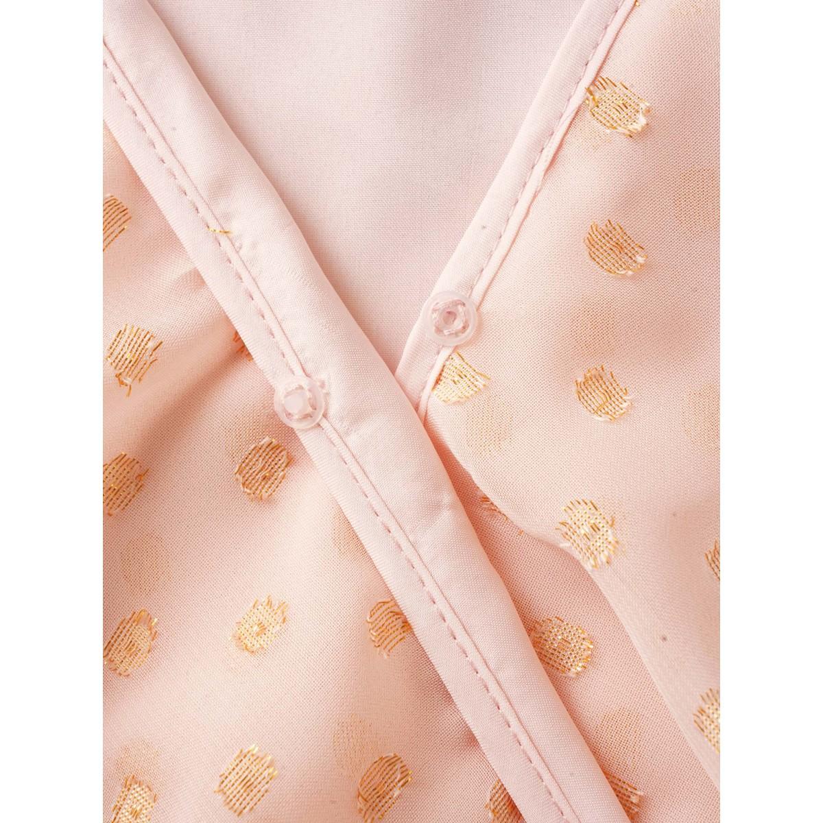 Plus Size Polka Dot Ruffles Belted Sleeveless Dress MistyRose Women Formal Belted V-neck Sleeveless Curvy BloomChic 30/6X Product Image