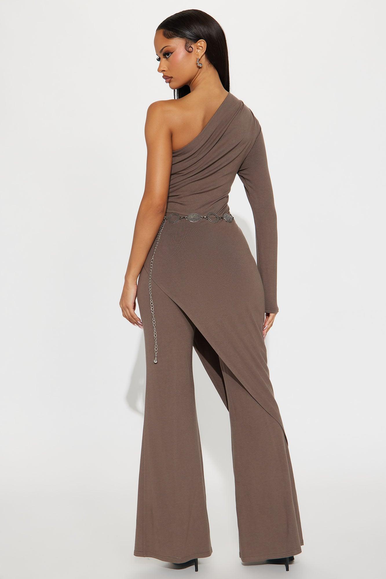 Maritza One Shoulder Jumpsuit - Charcoal Female Product Image