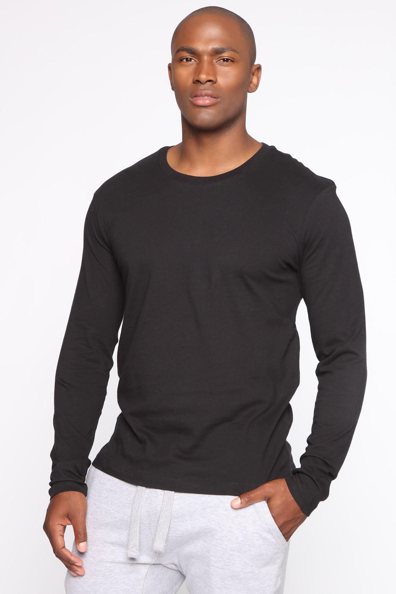 Essential Long Sleeve Crew Tee - Black Product Image
