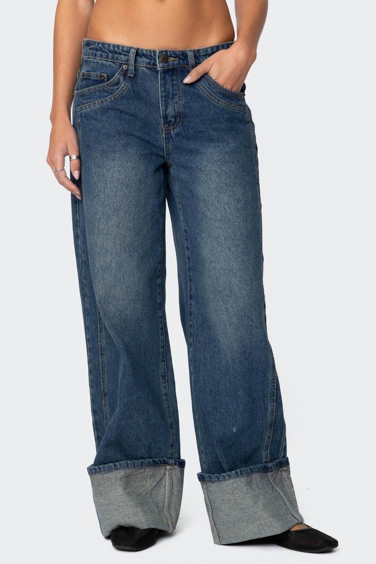 Vesper Cuffed Low Rise Baggy Jeans Product Image