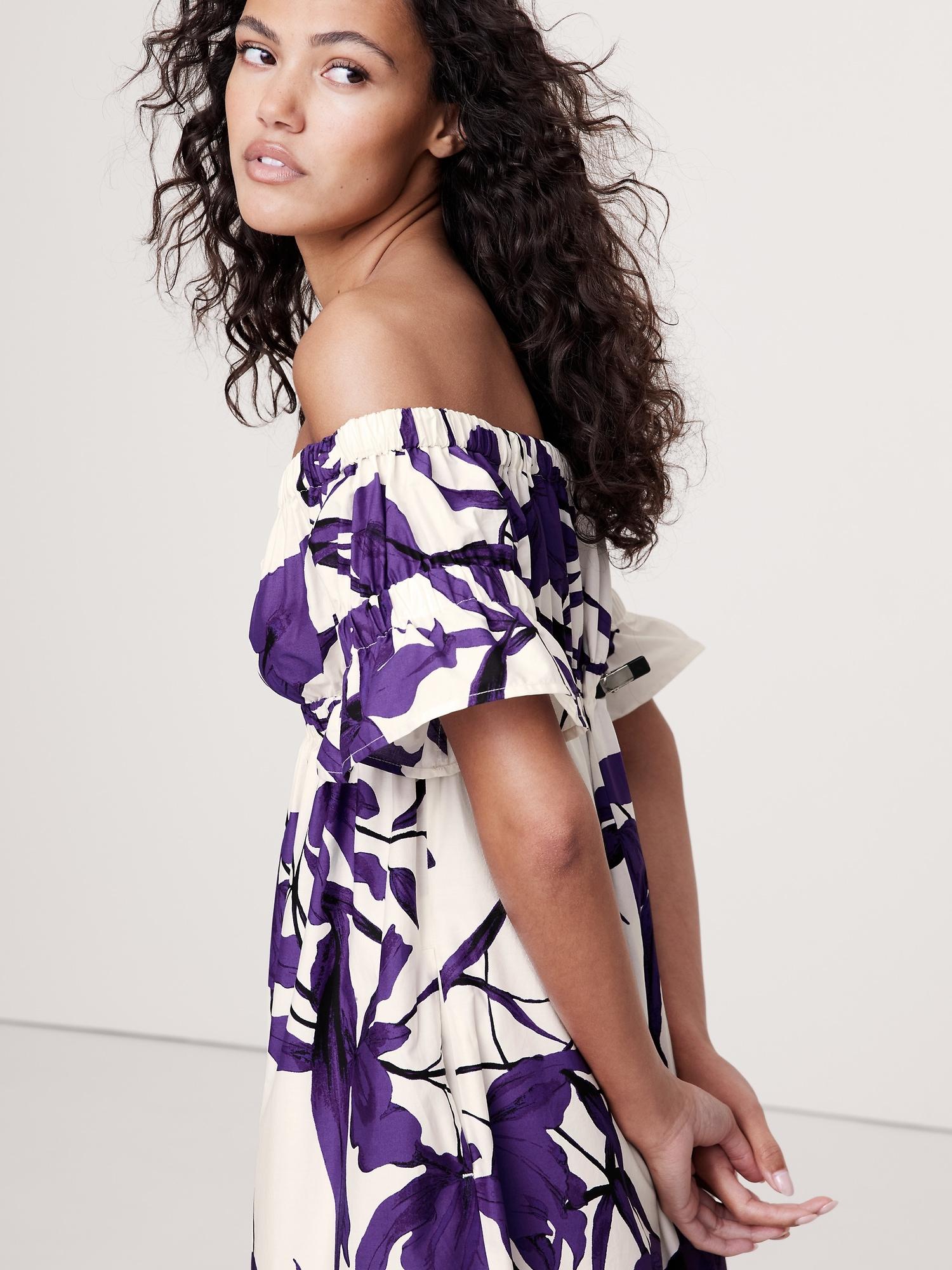 Cotton Poplin Off-The-Shoulder Maxi Dress Product Image