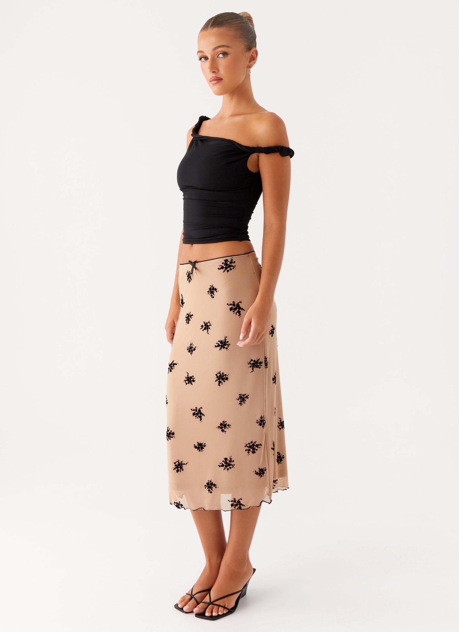 Rocca Midi Skirt - Nude Product Image