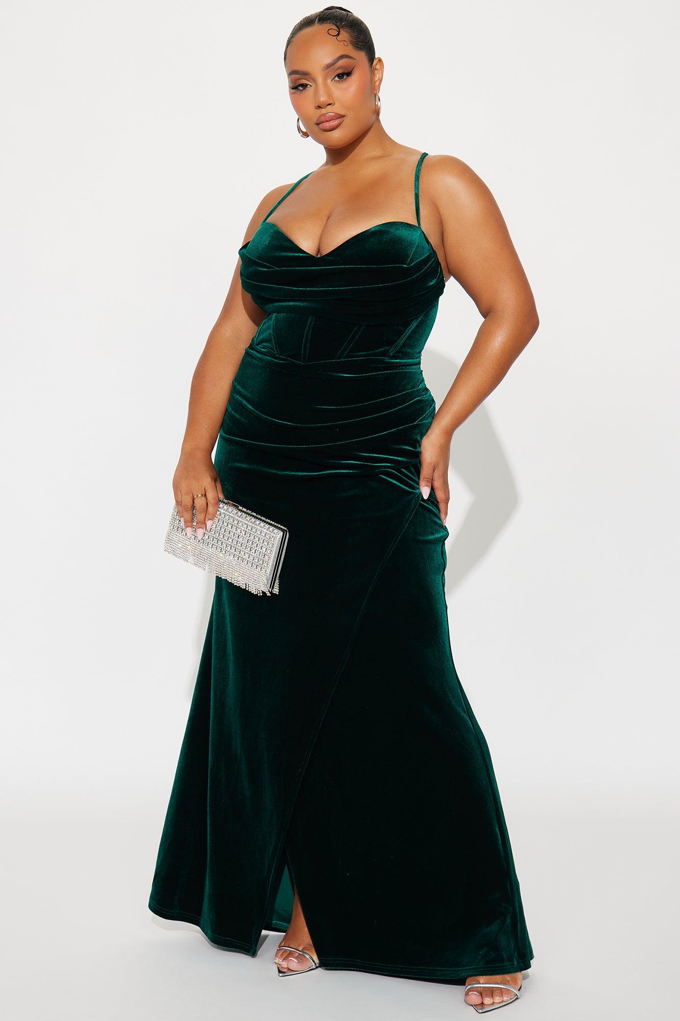 My Type Velvet Maxi Gown - Hunter Female Product Image