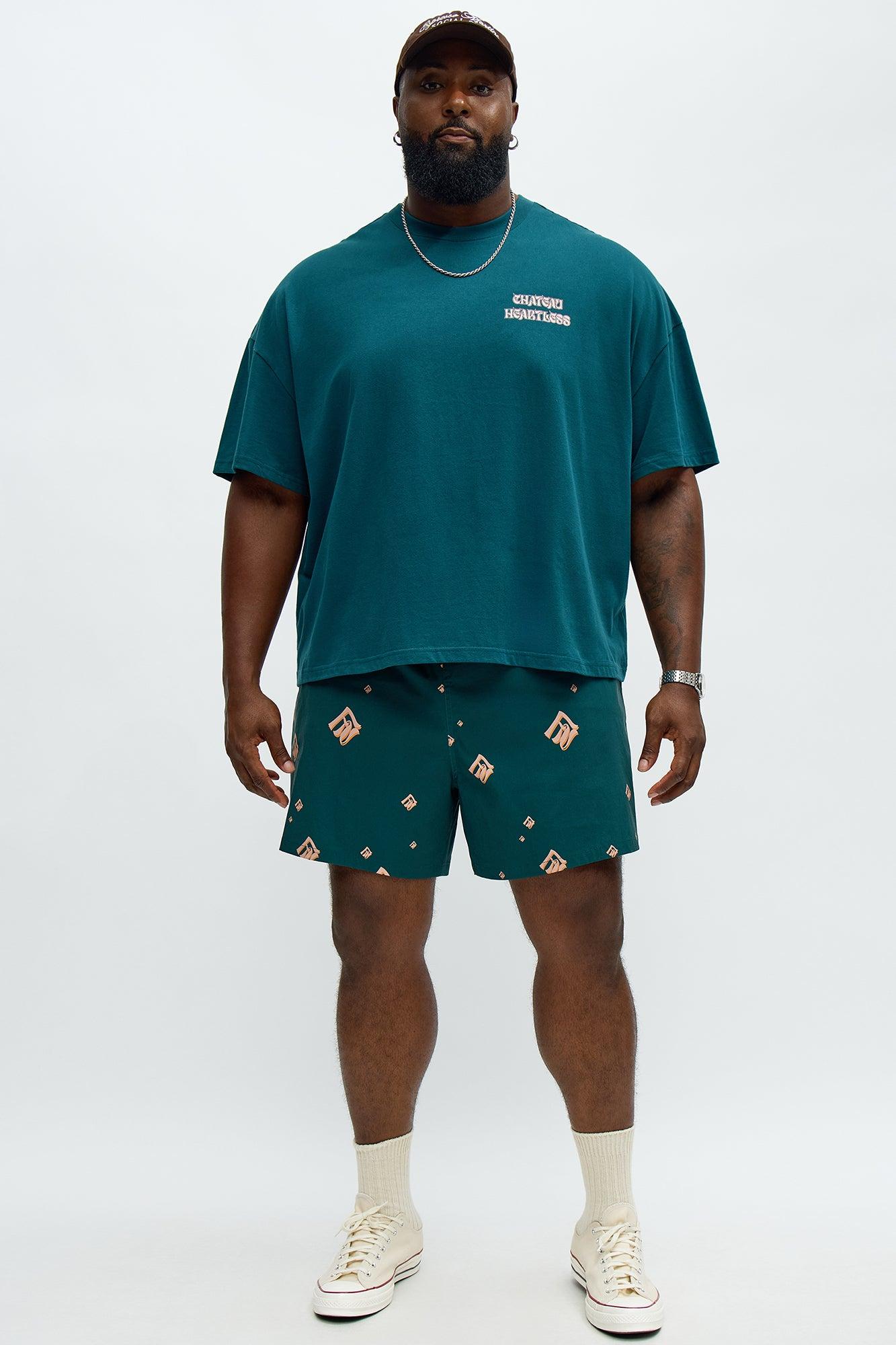 Oversized Chateau Printed Short Sleeve Tee - Teal/combo Male Product Image