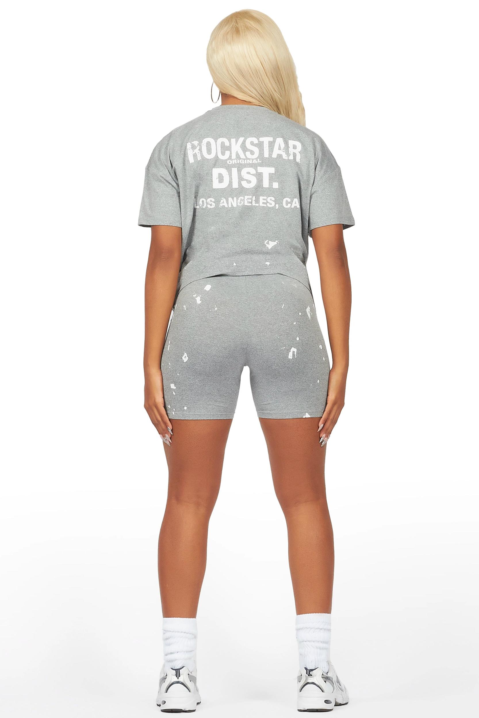 Living For It Heather Grey Bike Short Set Female Product Image