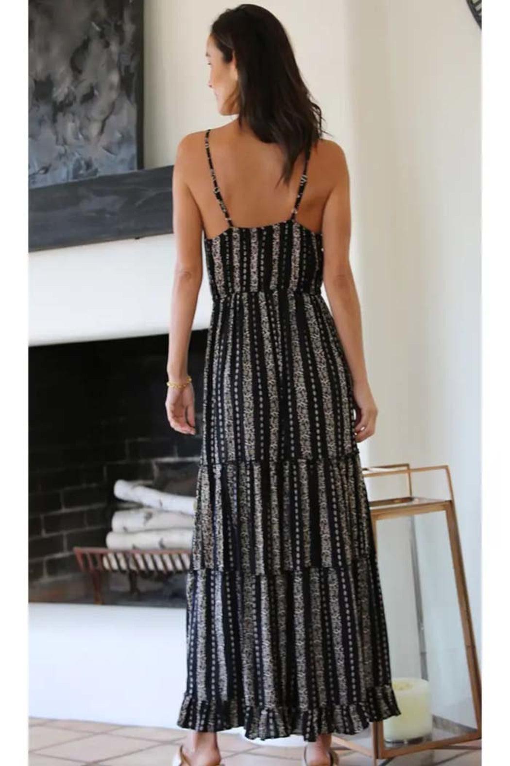 Embroidered Neckline V Neck Maxi Dress Product Image