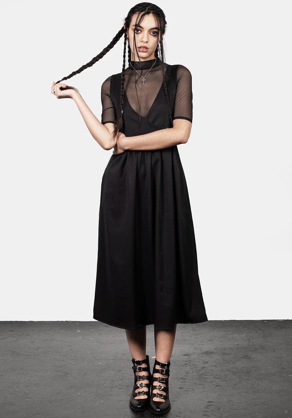 Belladonna Wrap Suspender Midi Dress Product Image